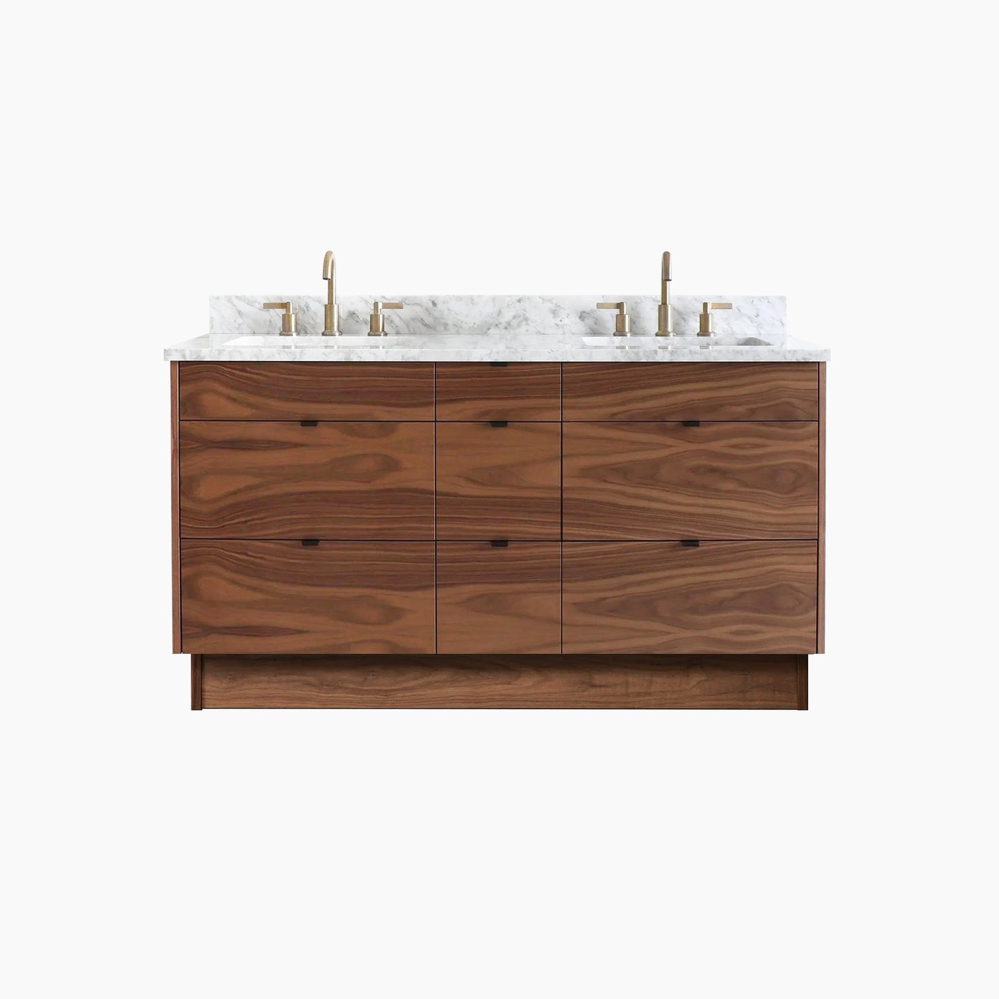 Asher 60" American Black Walnut Bathroom Vanity, Double Sink