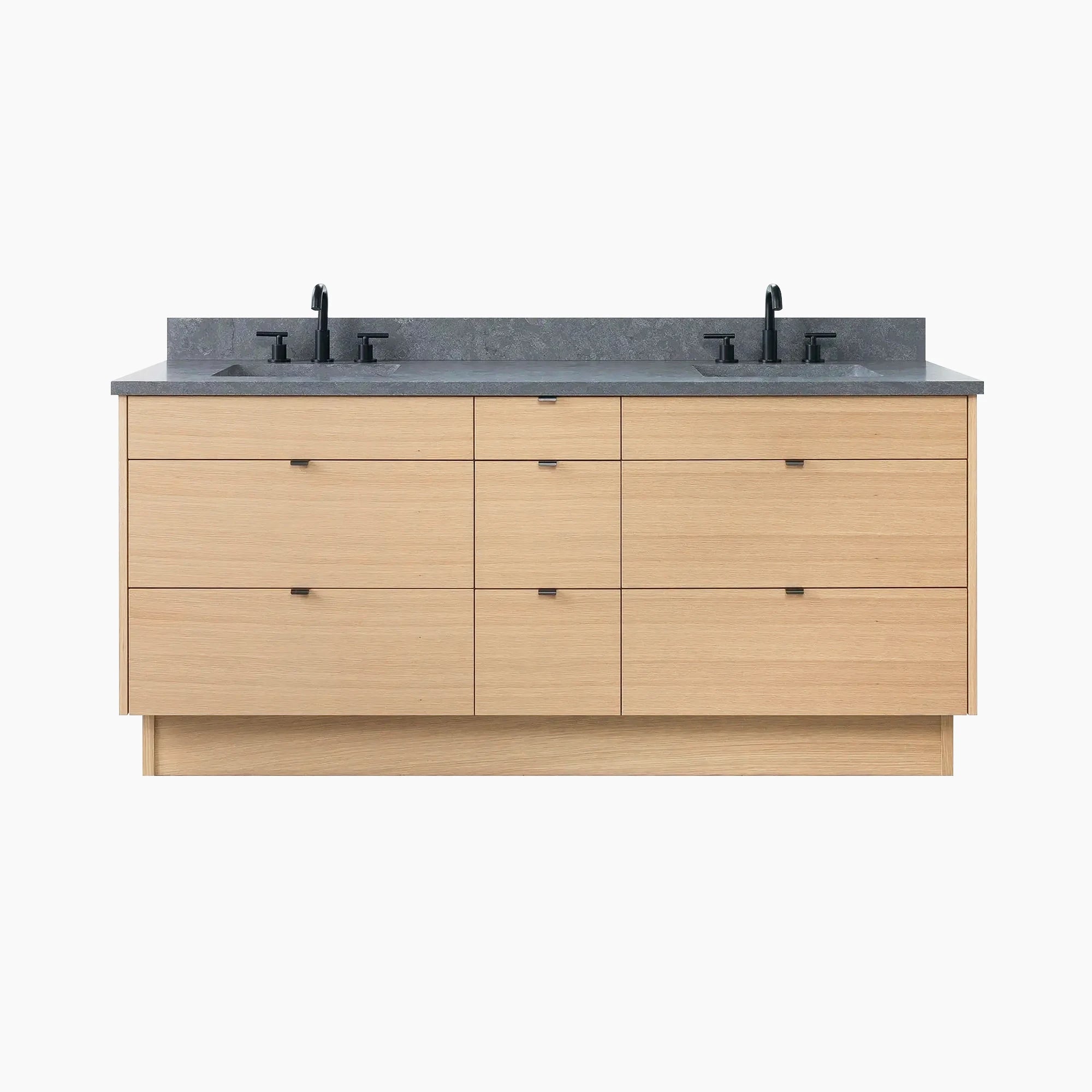 Asher 72 Natural White Oak Bathroom Vanity, Double Sink