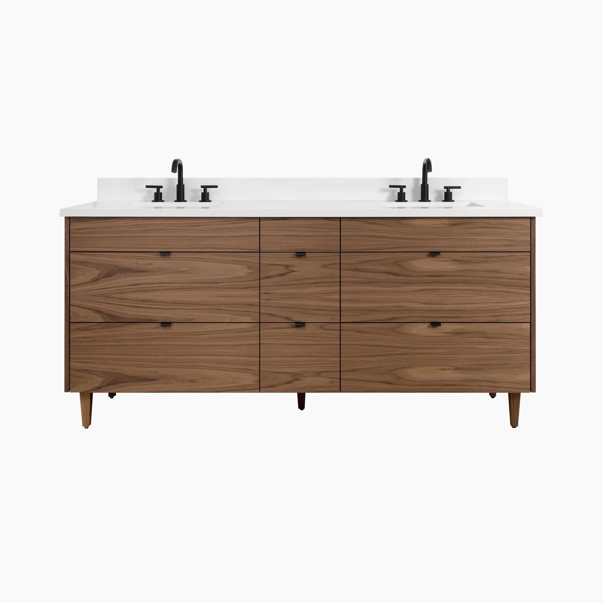 Asher SLIM 72 American Black Walnut Bathroom Vanity, Double Sink