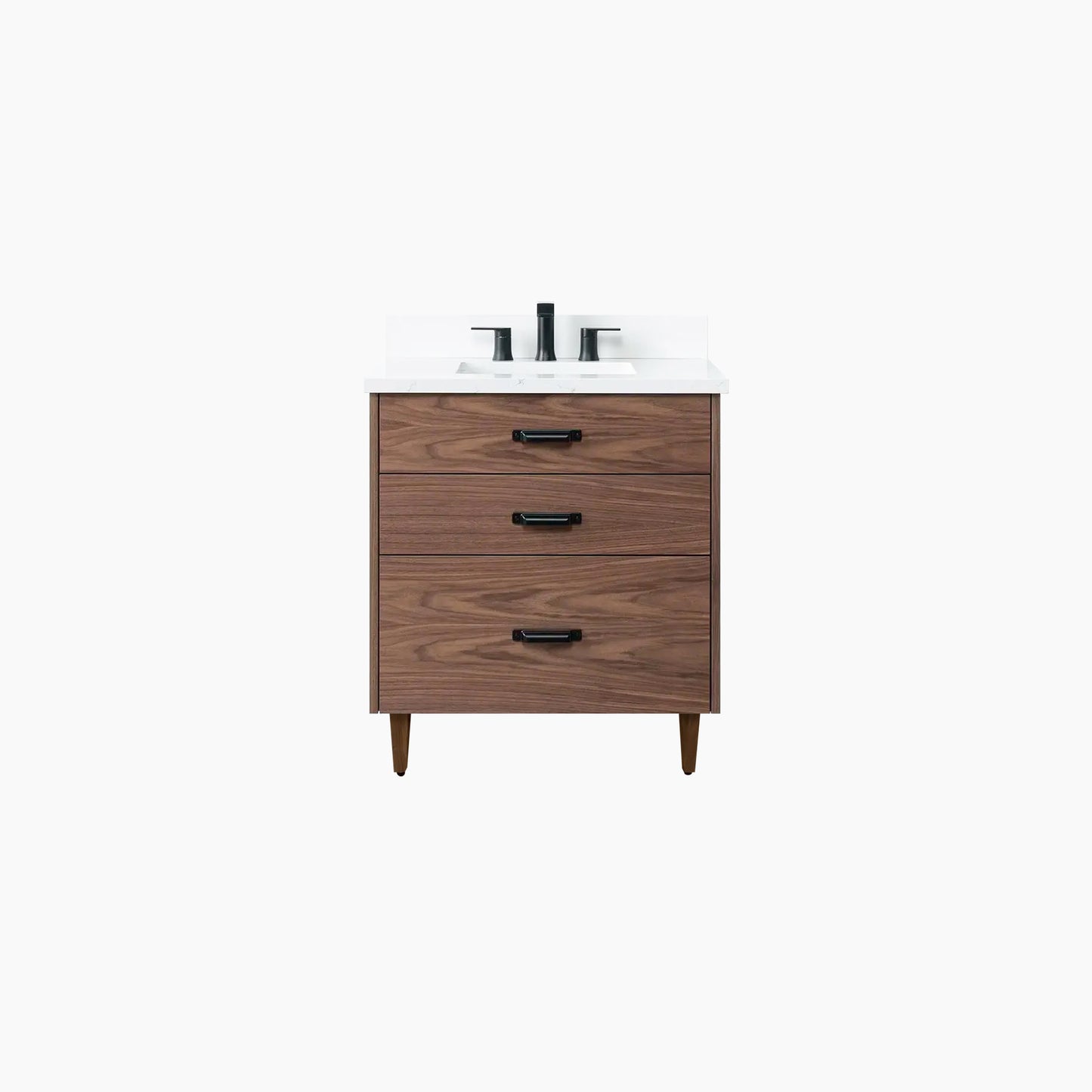 Austin 30" American Black Walnut Bathroom Vanity - All Drawers