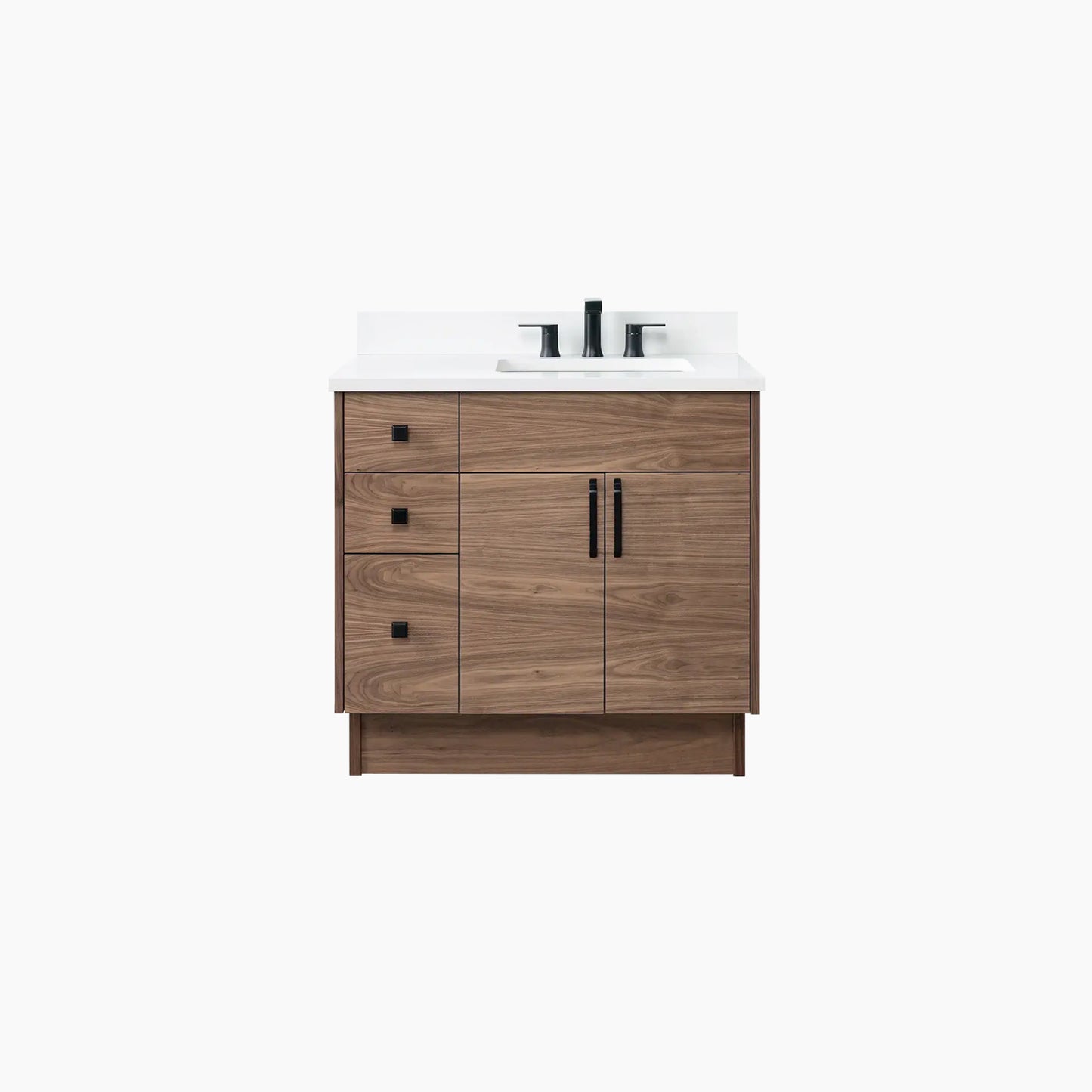 Austin SLIM 36" American Black Walnut Bathroom Vanity, Right Sink