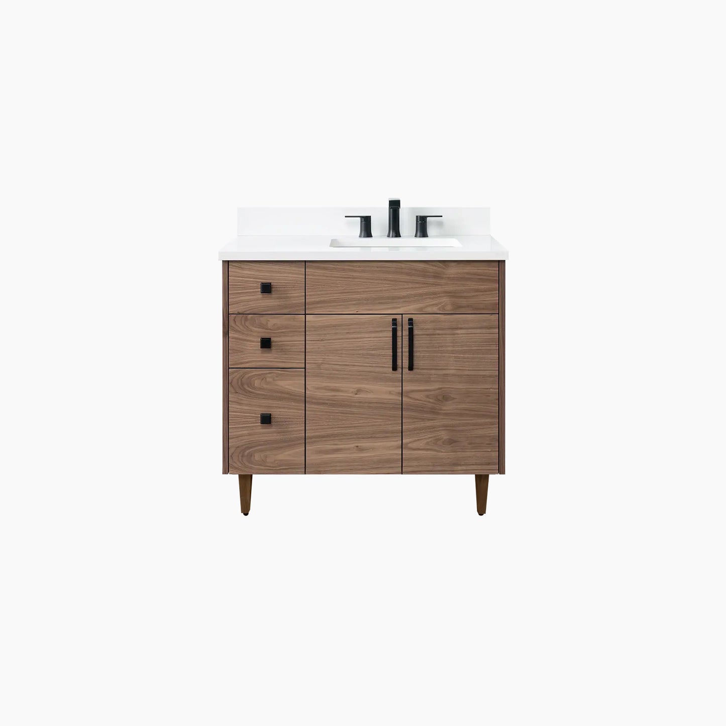 Austin 36" American Black Walnut Bathroom Vanity, Right Sink