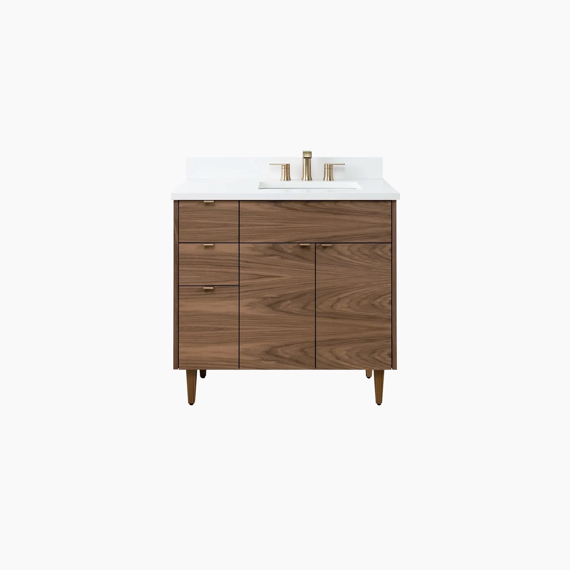 Austin SLIM 36 American Black Walnut Bathroom Vanity, Right Sink