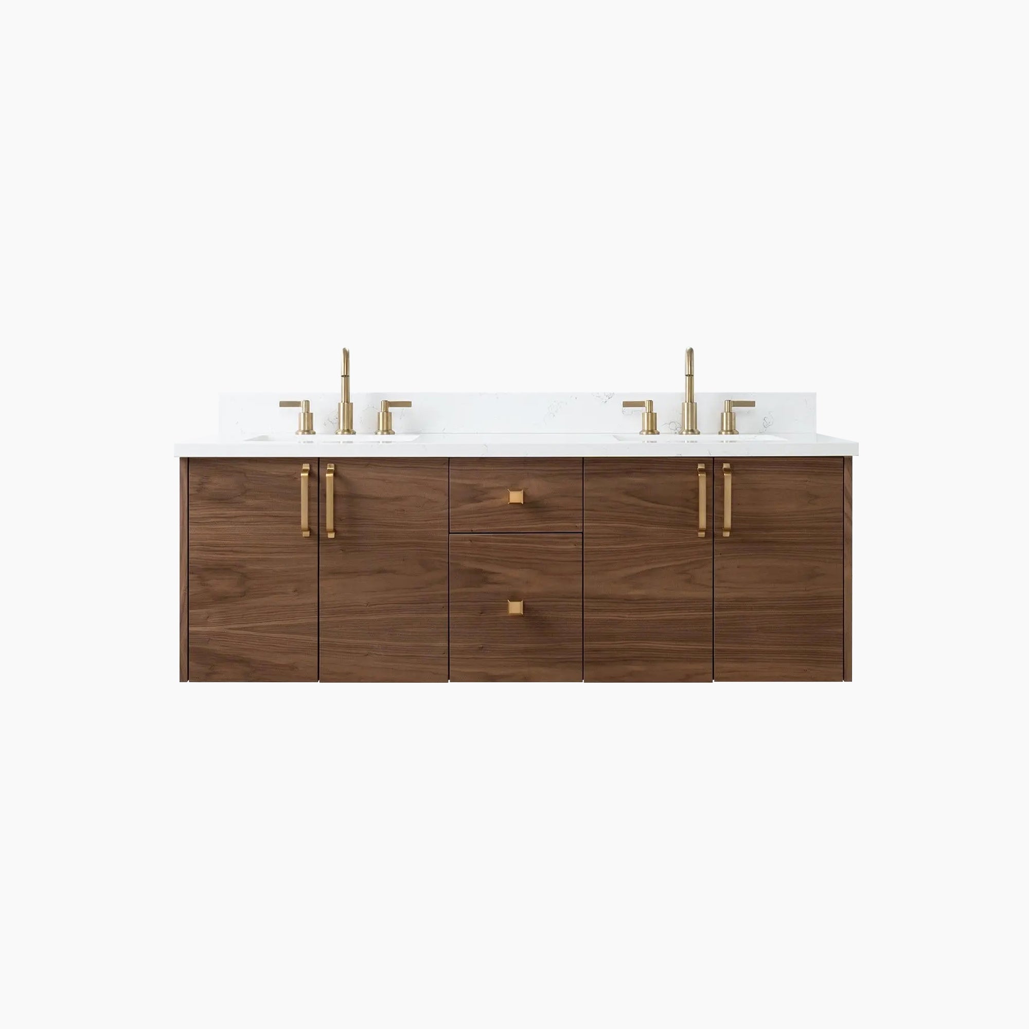 Austin SLIM 60 Wall Mount American Black Walnut Bathroom Vanity, Double Sink