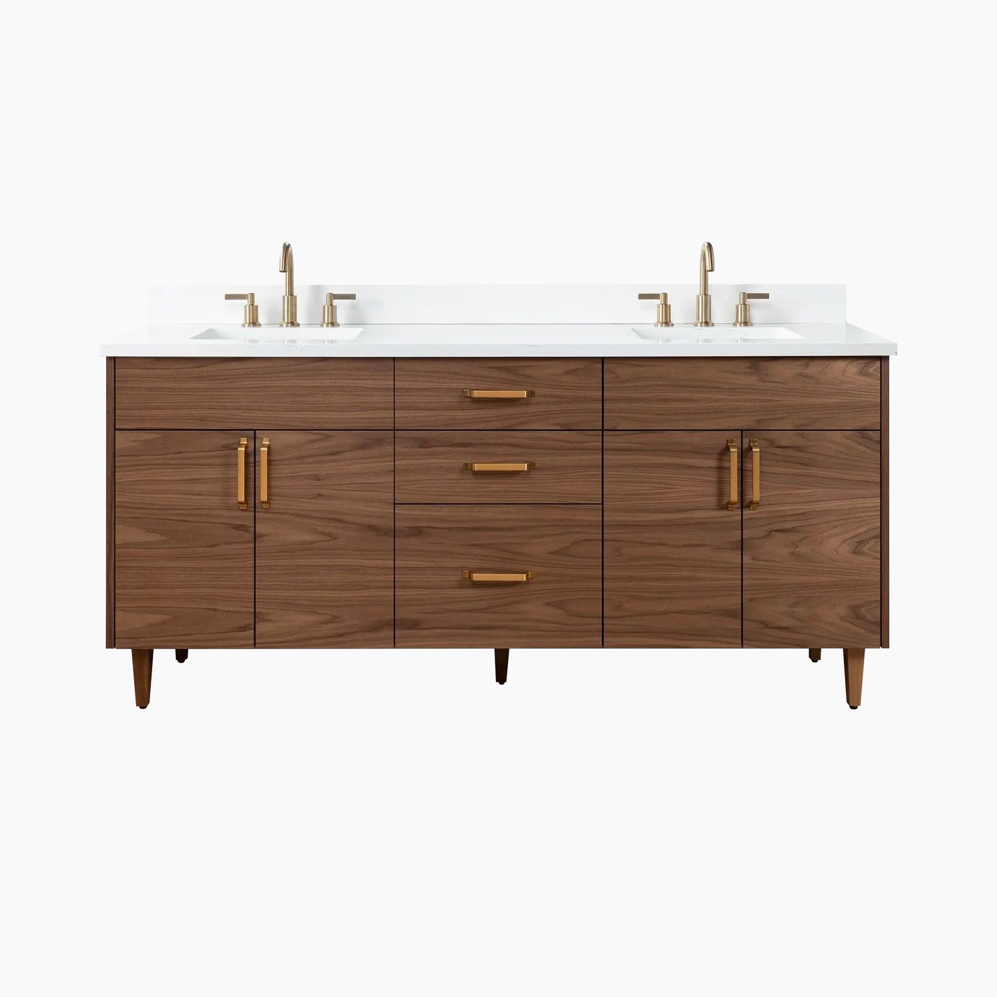 Austin SLIM 72 American Black Walnut Bathroom Vanity, Double Sink