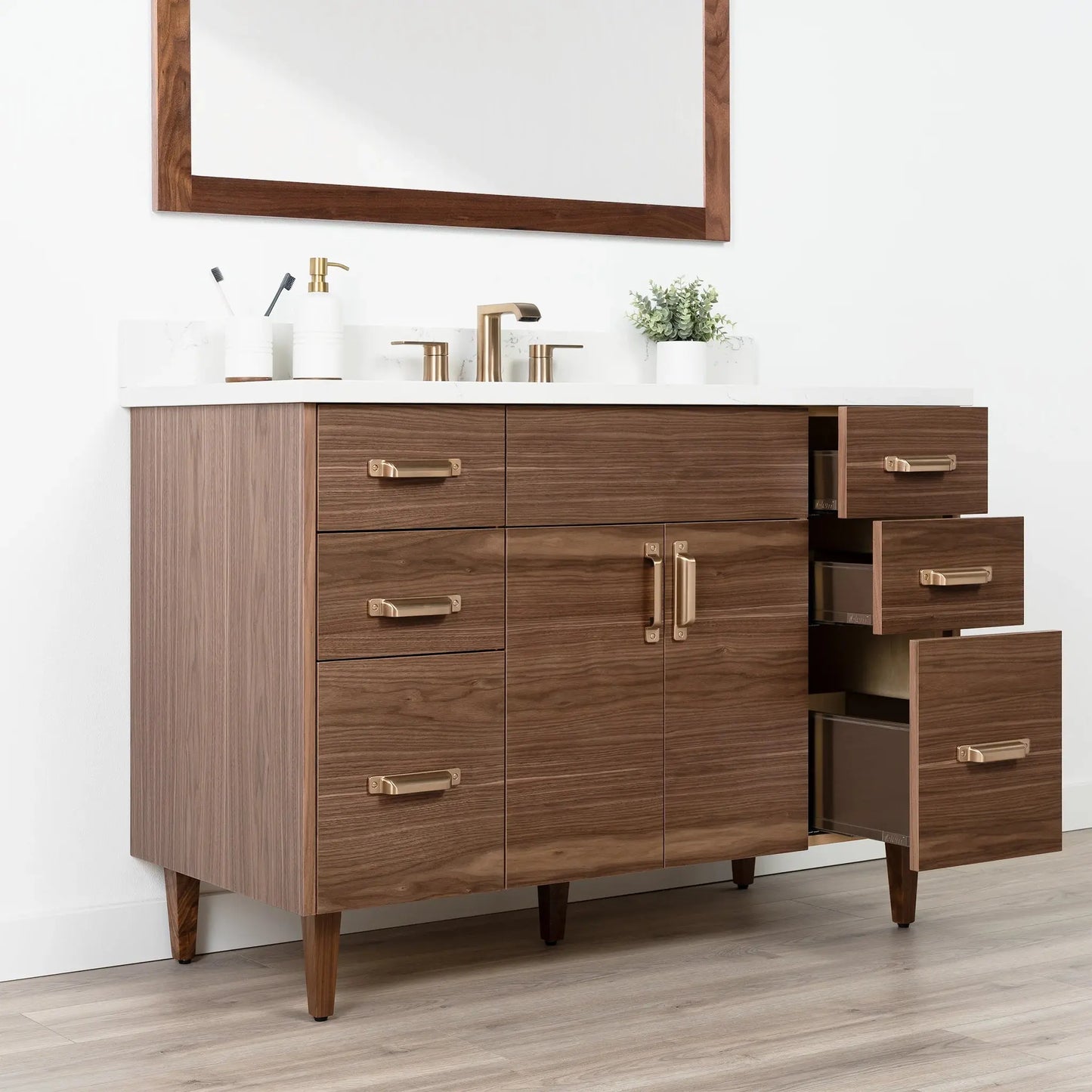 Austin Stainless SLIM 48" American Black Walnut Bathroom Vanity Teodor Bathroom Vanity Canada