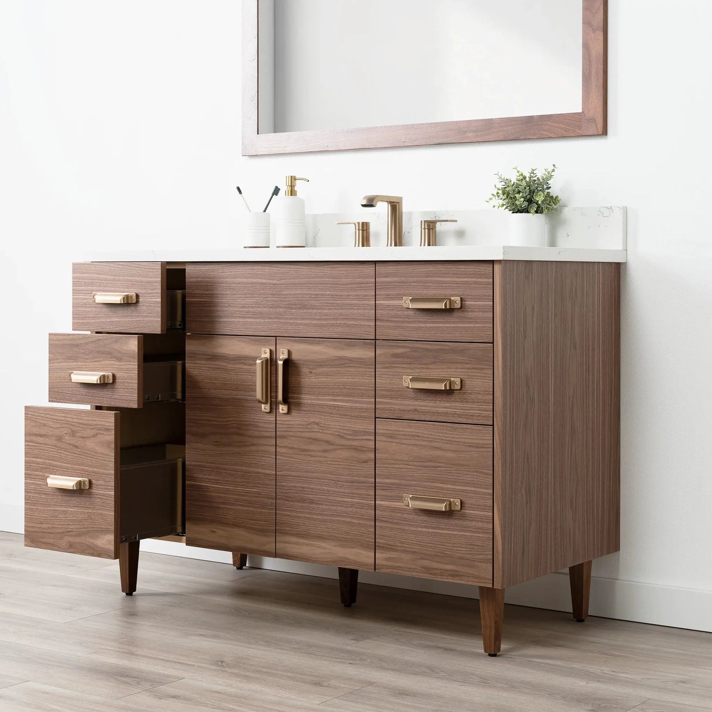 Austin Stainless SLIM 48" American Black Walnut Bathroom Vanity Teodor Bathroom Vanity Canada