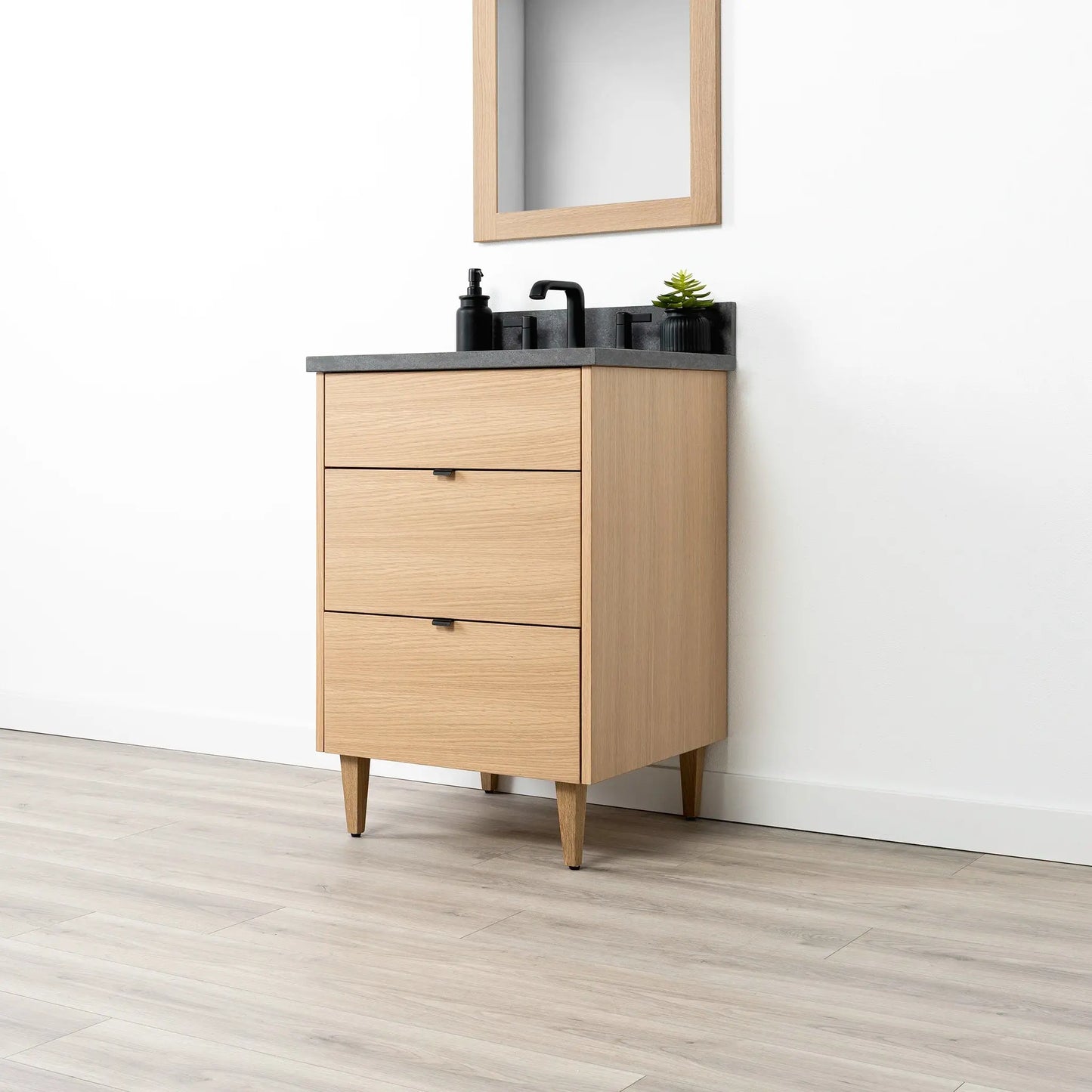 Ashbury SLIM 24" Natural White Oak Bathroom Vanity - All Drawers Teodor Bathroom Vanity Canada