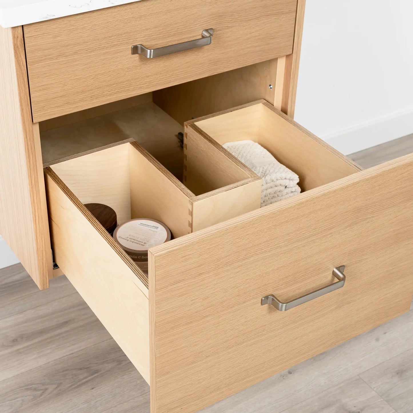 Ashbury SLIM 24" Wall Mount Natural White Oak Bathroom Vanity - All Drawers Teodor Bathroom Vanity Canada