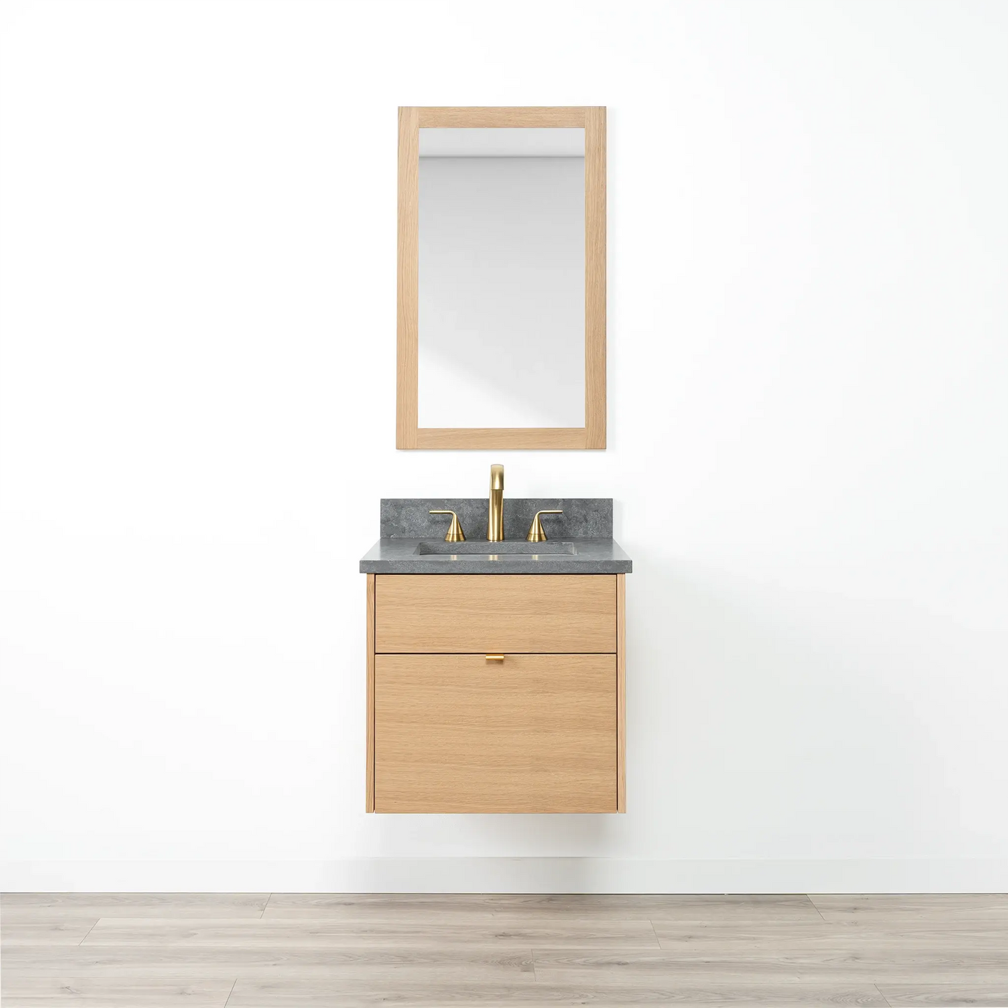 Ashbury SLIM 24" Wall Mount Natural White Oak Bathroom Vanity - All Drawers Teodor Bathroom Vanity Canada