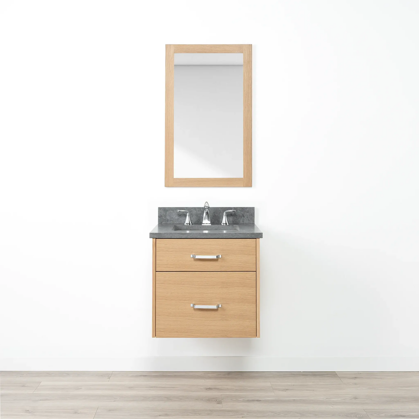 Ashbury SLIM 24" Wall Mount Natural White Oak Bathroom Vanity - All Drawers Teodor Bathroom Vanity Canada