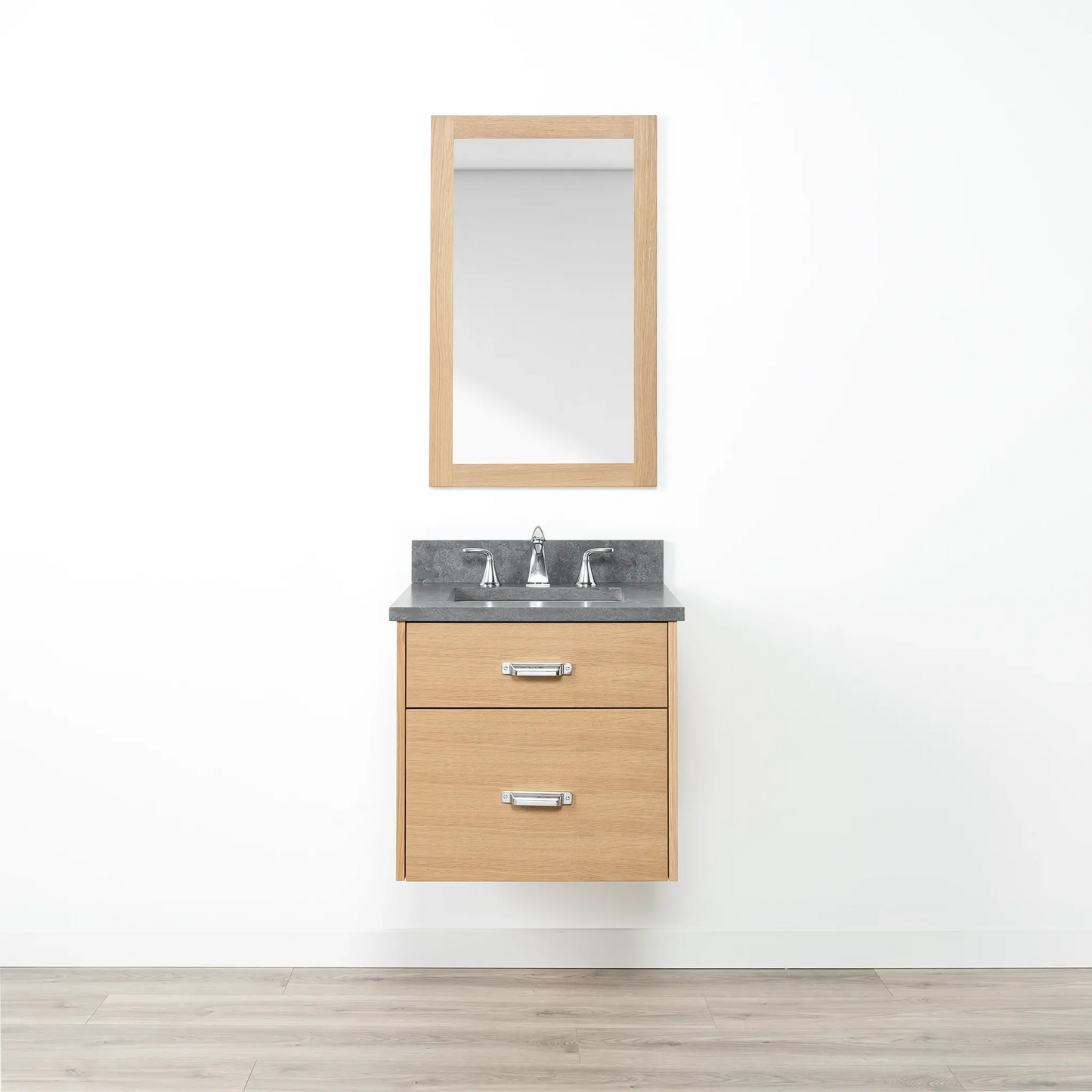 Ashbury SLIM 24" Wall Mount Natural White Oak Bathroom Vanity - All Drawers Teodor Bathroom Vanity Canada