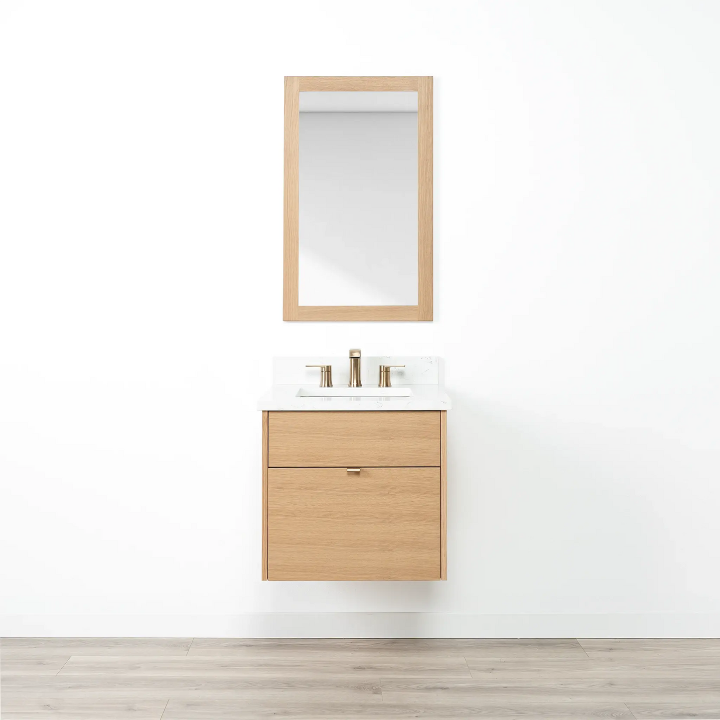 Ashbury SLIM 24" Wall Mount Natural White Oak Bathroom Vanity - All Drawers Teodor Bathroom Vanity Canada