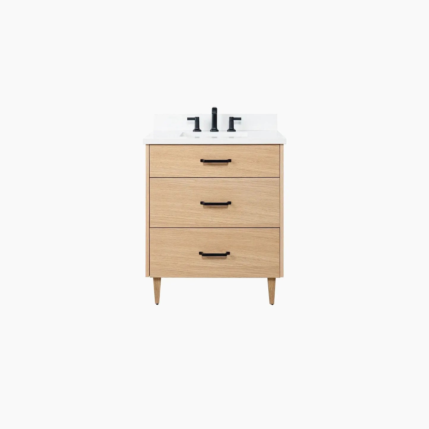 Ashbury SLIM 30" Natural White Oak Bathroom Vanity - All Drawers Teodor Bathroom Vanity Canada