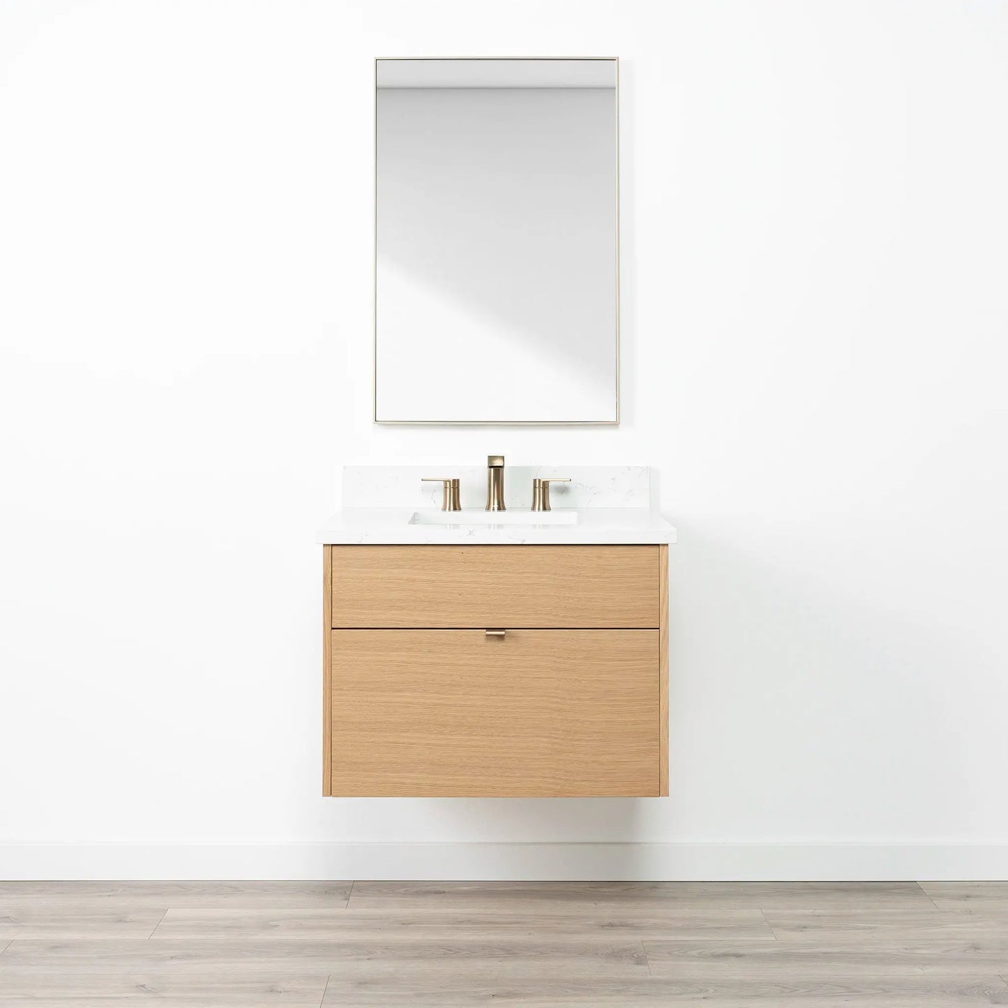 Ashbury SLIM 30" Wall Mount Natural White Oak Bathroom Vanity - All Drawers Teodor Bathroom Vanity Canada