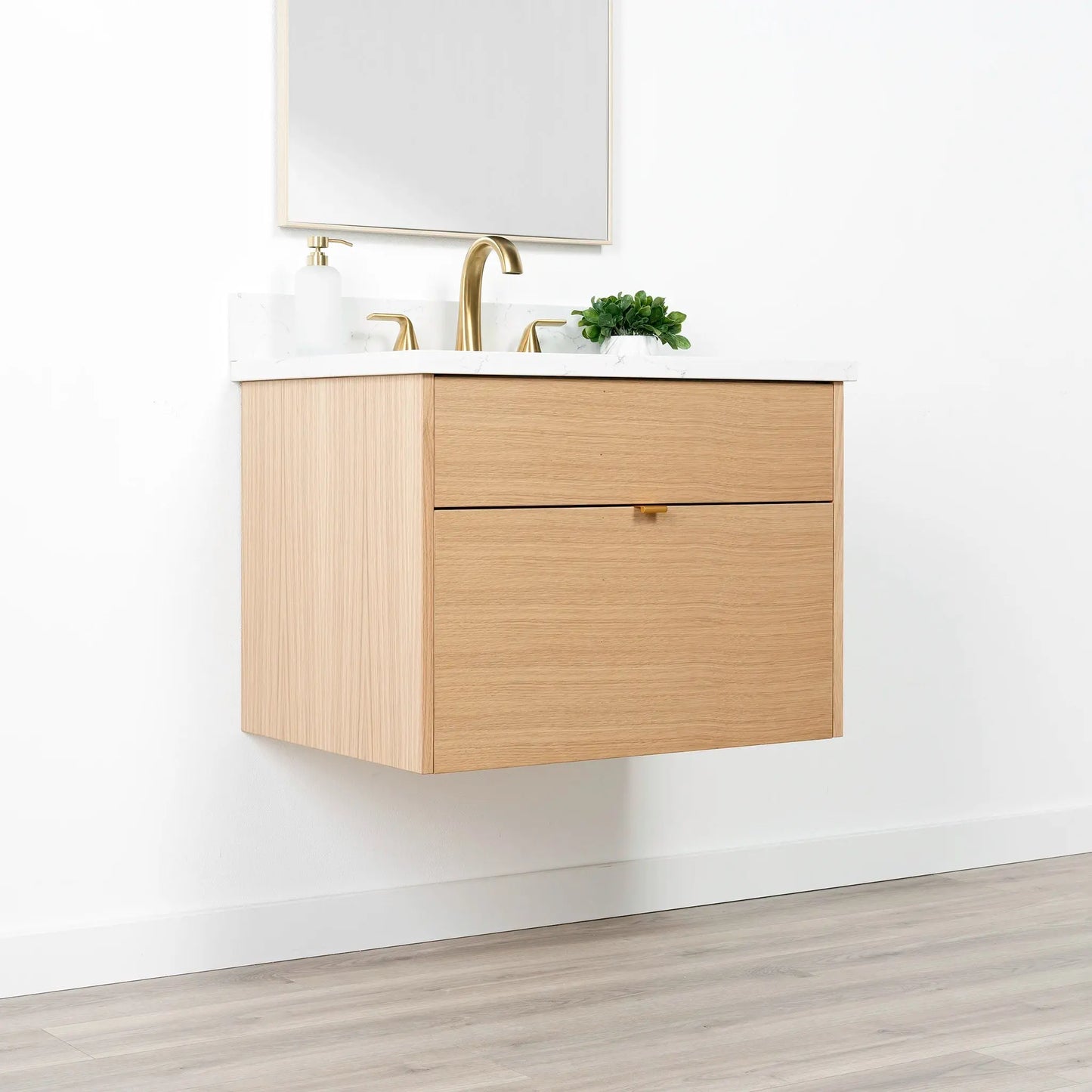 Ashbury SLIM 30" Wall Mount Natural White Oak Bathroom Vanity - All Drawers Teodor Bathroom Vanity Canada