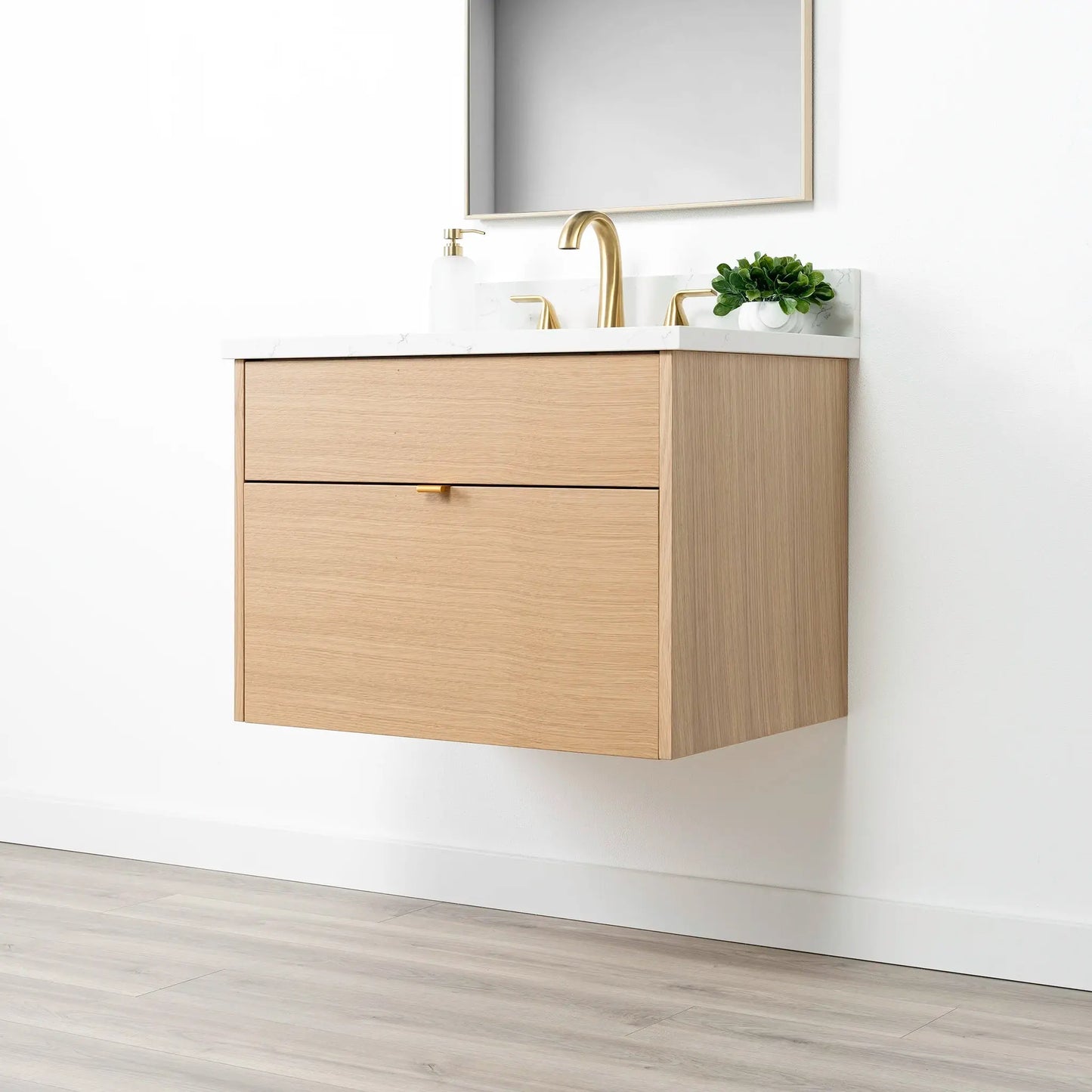 Ashbury SLIM 30" Wall Mount Natural White Oak Bathroom Vanity - All Drawers Teodor Bathroom Vanity Canada