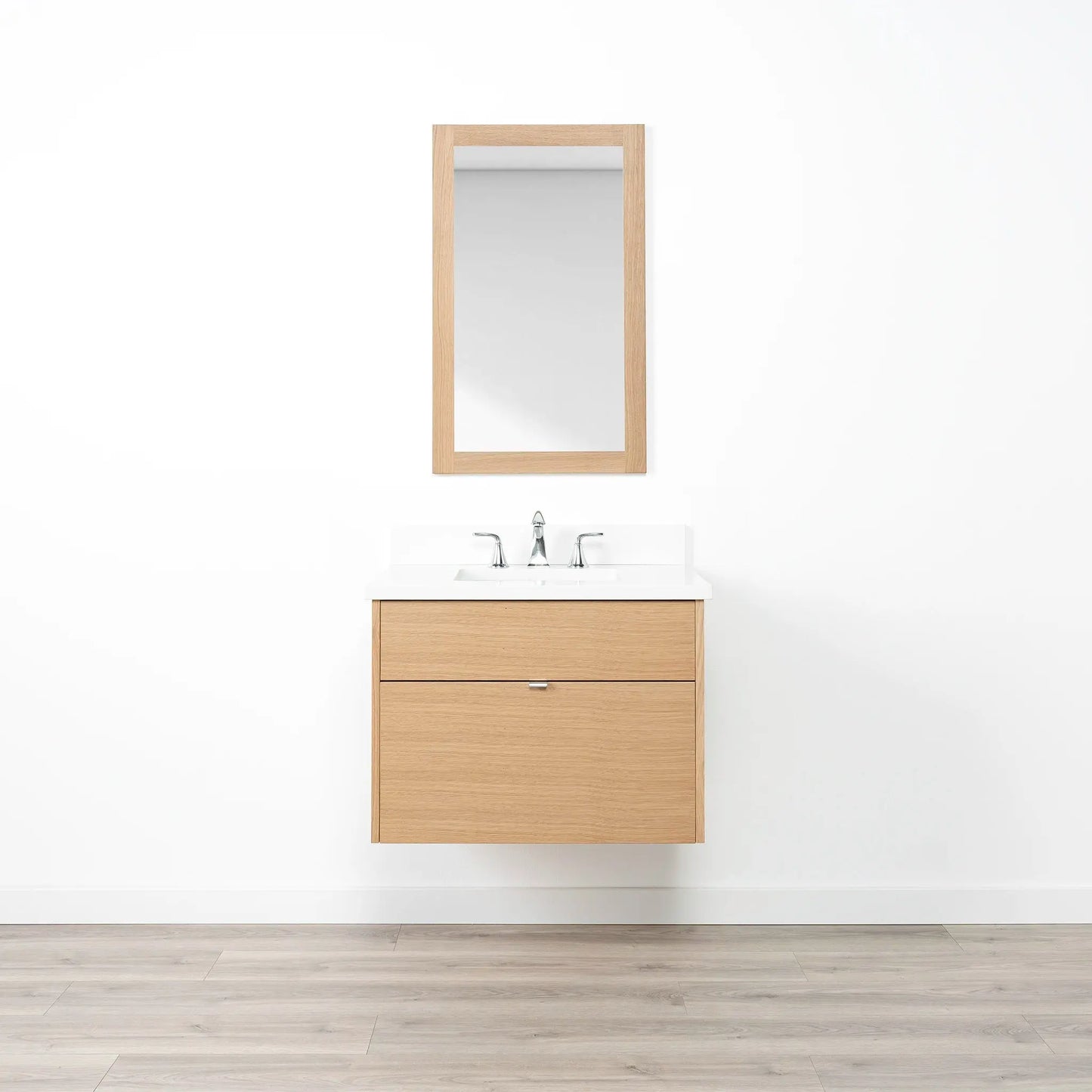 Ashbury SLIM 30" Wall Mount Natural White Oak Bathroom Vanity - All Drawers Teodor Bathroom Vanity Canada