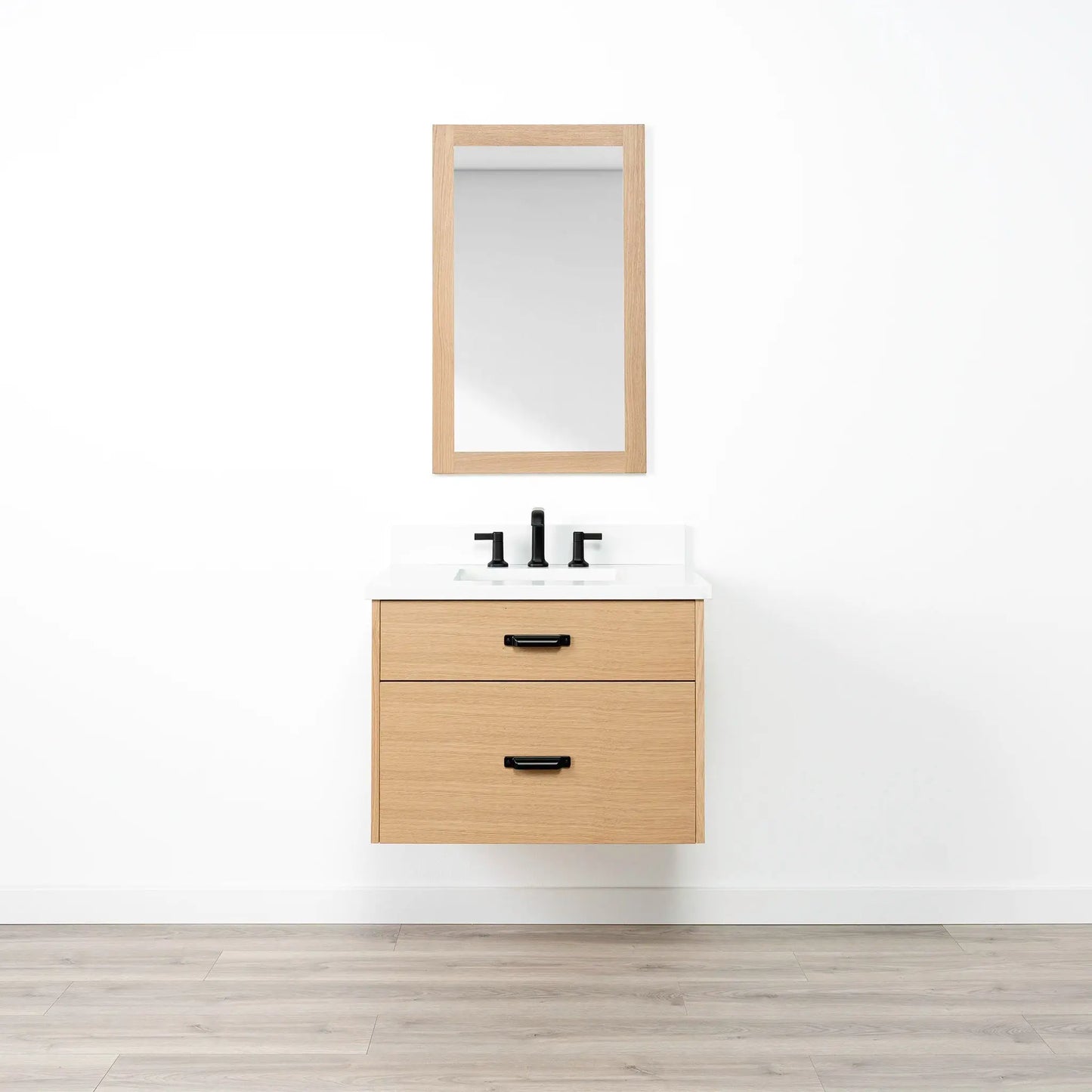 Ashbury SLIM 30" Wall Mount Natural White Oak Bathroom Vanity - All Drawers Teodor Bathroom Vanity Canada