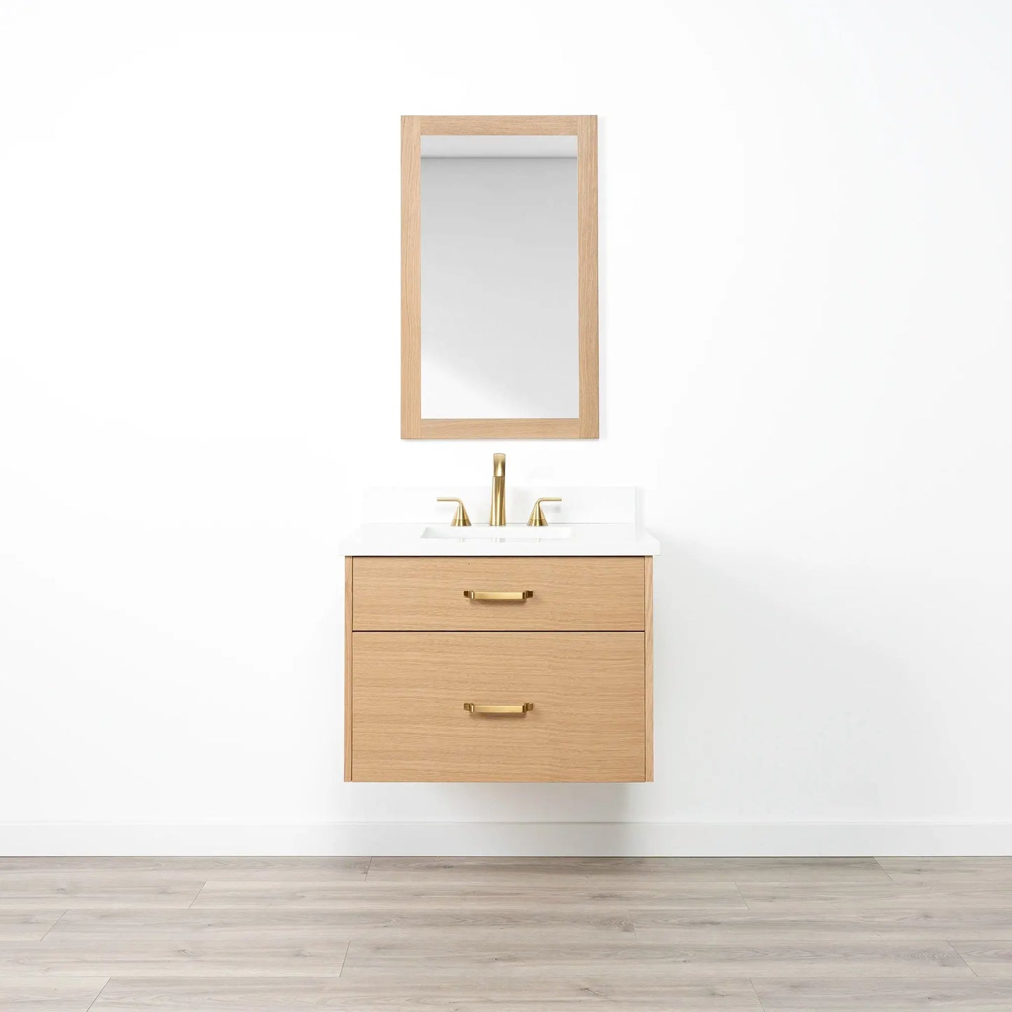 Ashbury SLIM 30" Wall Mount Natural White Oak Bathroom Vanity - All Drawers Teodor Bathroom Vanity Canada