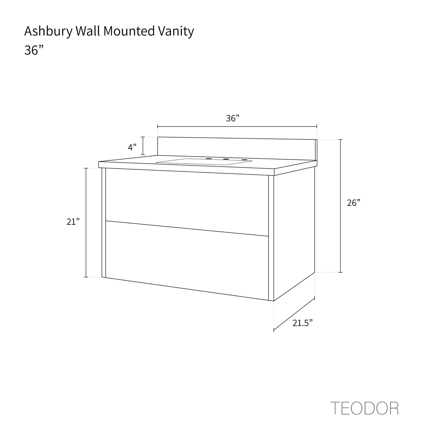 Ashbury 36" Wall Mount Natural White Oak Bathroom Vanity