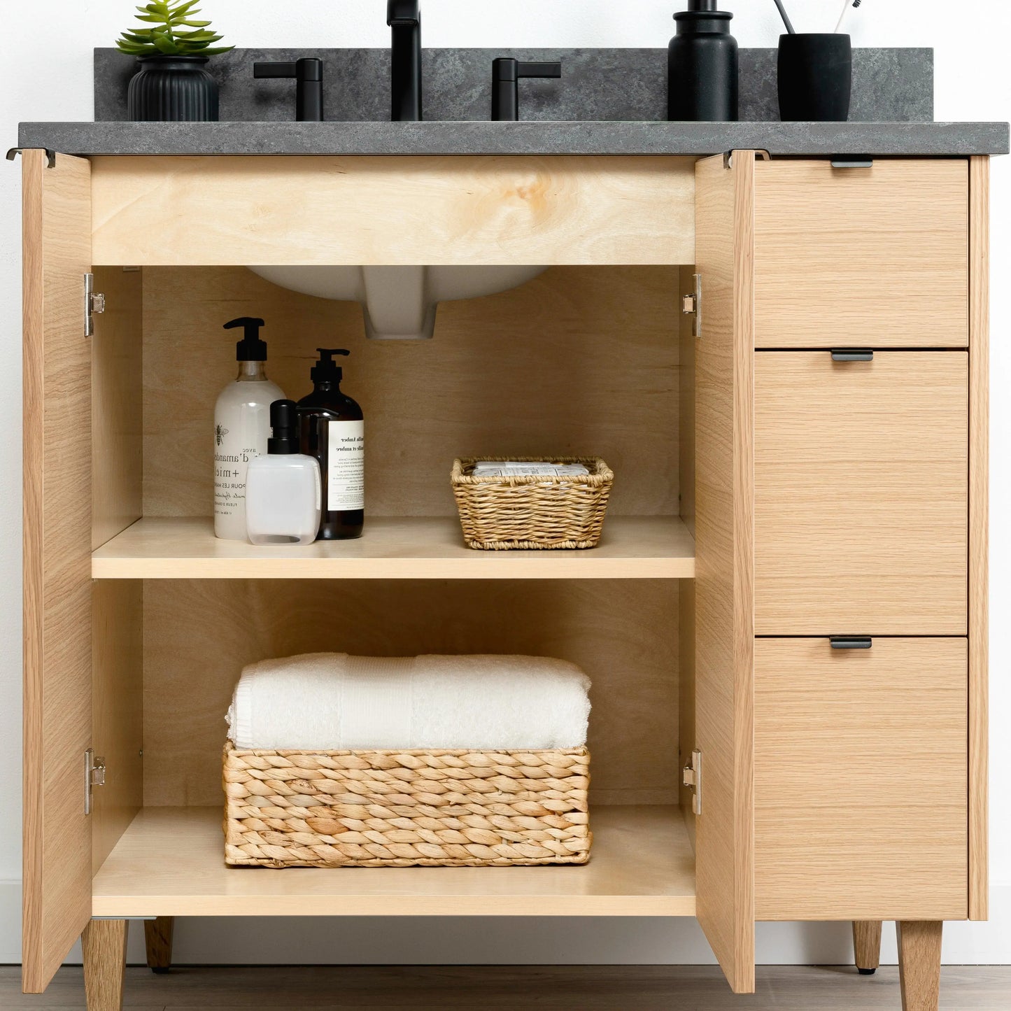 Ashbury SLIM 36" Natural White Oak Bathroom Vanity, Left Sink Teodor Bathroom Vanity Canada