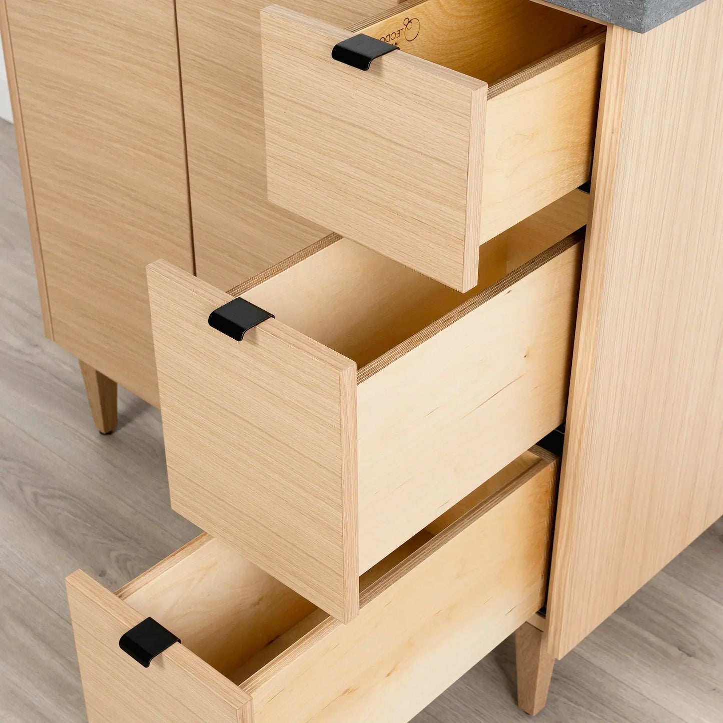 Ashbury SLIM 36" Natural White Oak Bathroom Vanity, Left Sink Teodor Bathroom Vanity Canada