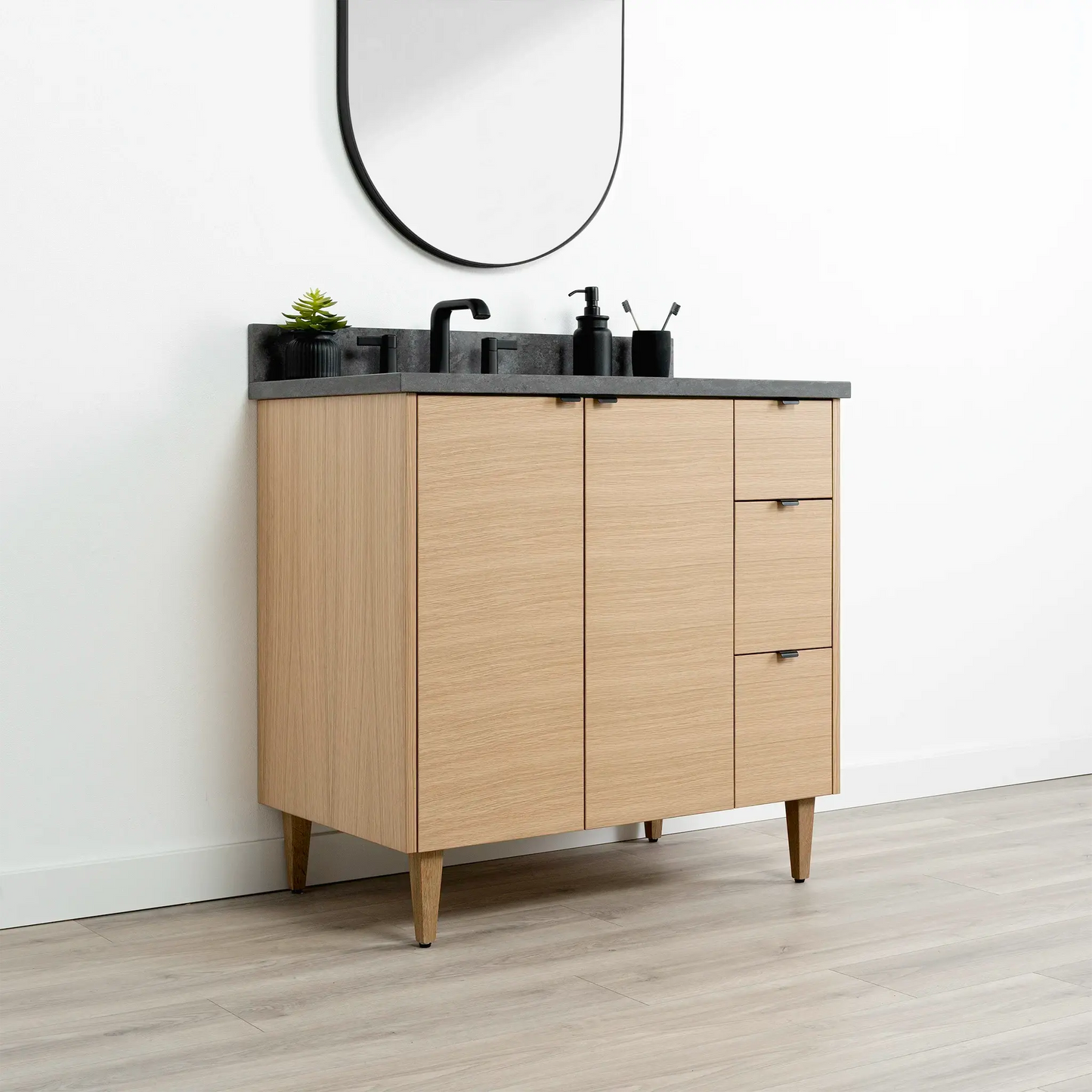 Ashbury SLIM 36" Natural White Oak Bathroom Vanity, Left Sink Teodor Bathroom Vanity Canada