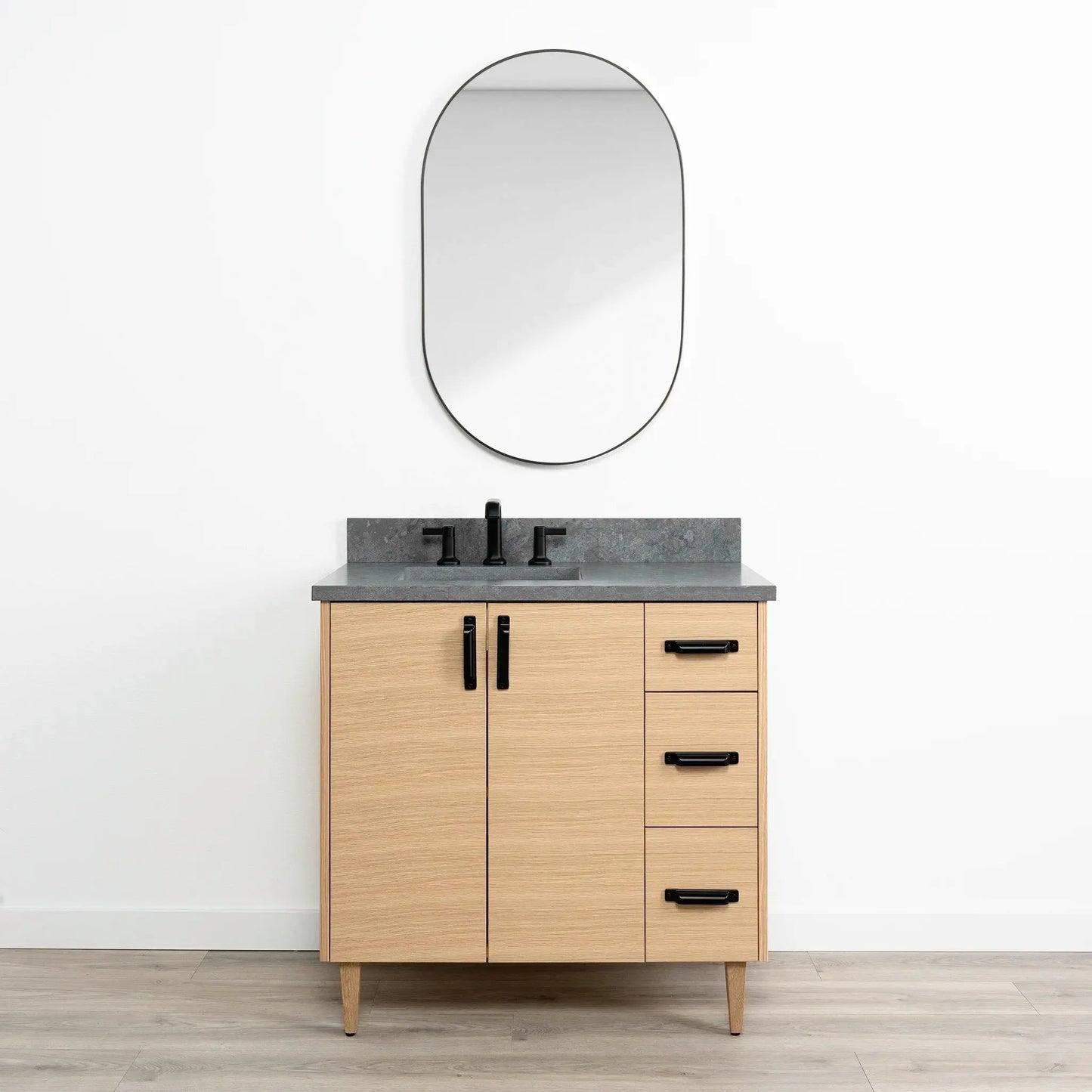Ashbury SLIM 36" Natural White Oak Bathroom Vanity, Left Sink Teodor Bathroom Vanity Canada