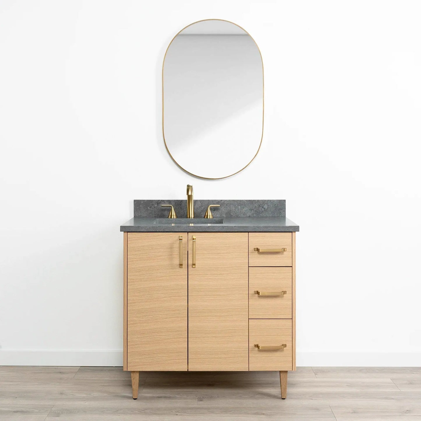 Ashbury SLIM 36" Natural White Oak Bathroom Vanity, Left Sink Teodor Bathroom Vanity Canada