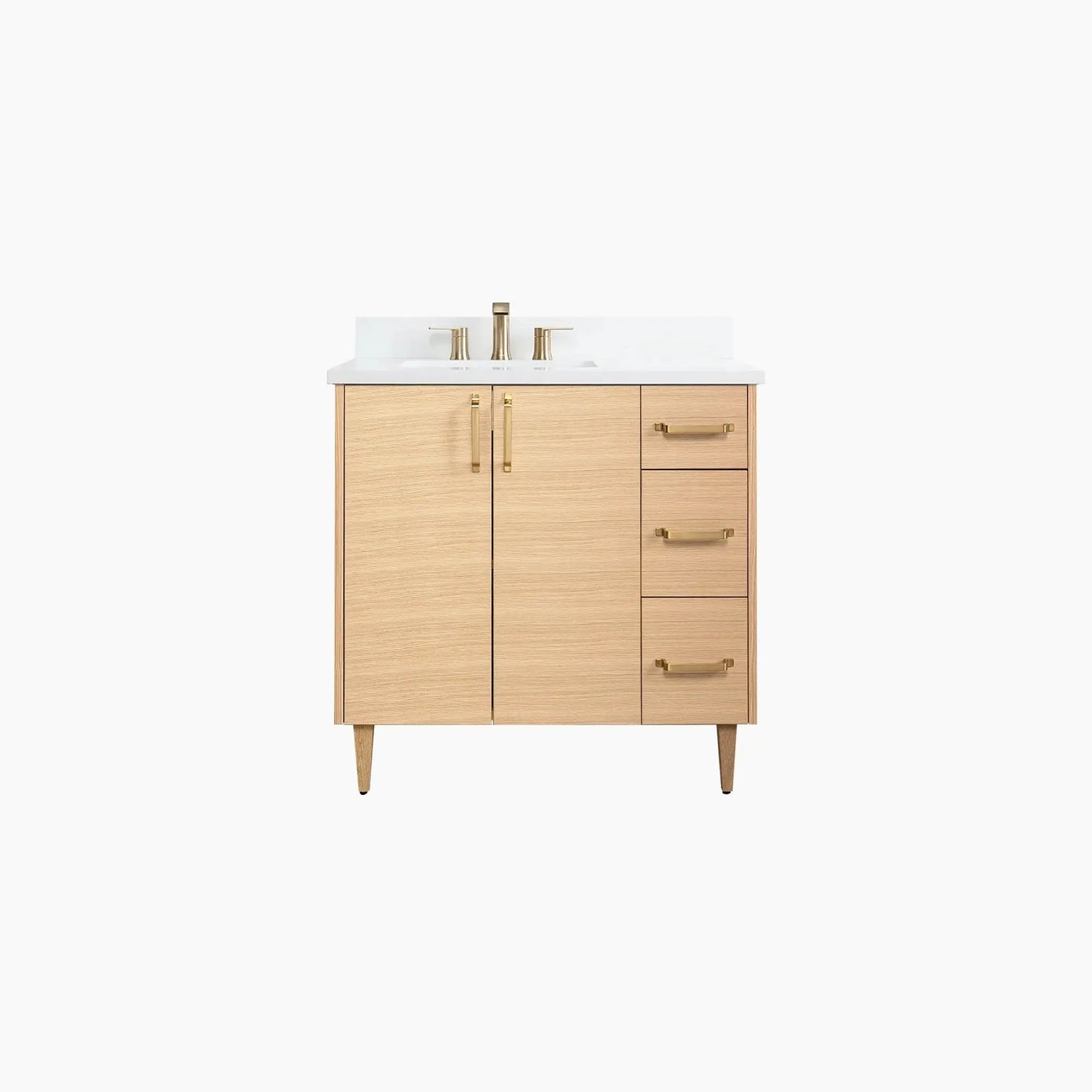 Ashbury SLIM 36" Natural White Oak Bathroom Vanity, Left Sink Teodor Bathroom Vanity Canada