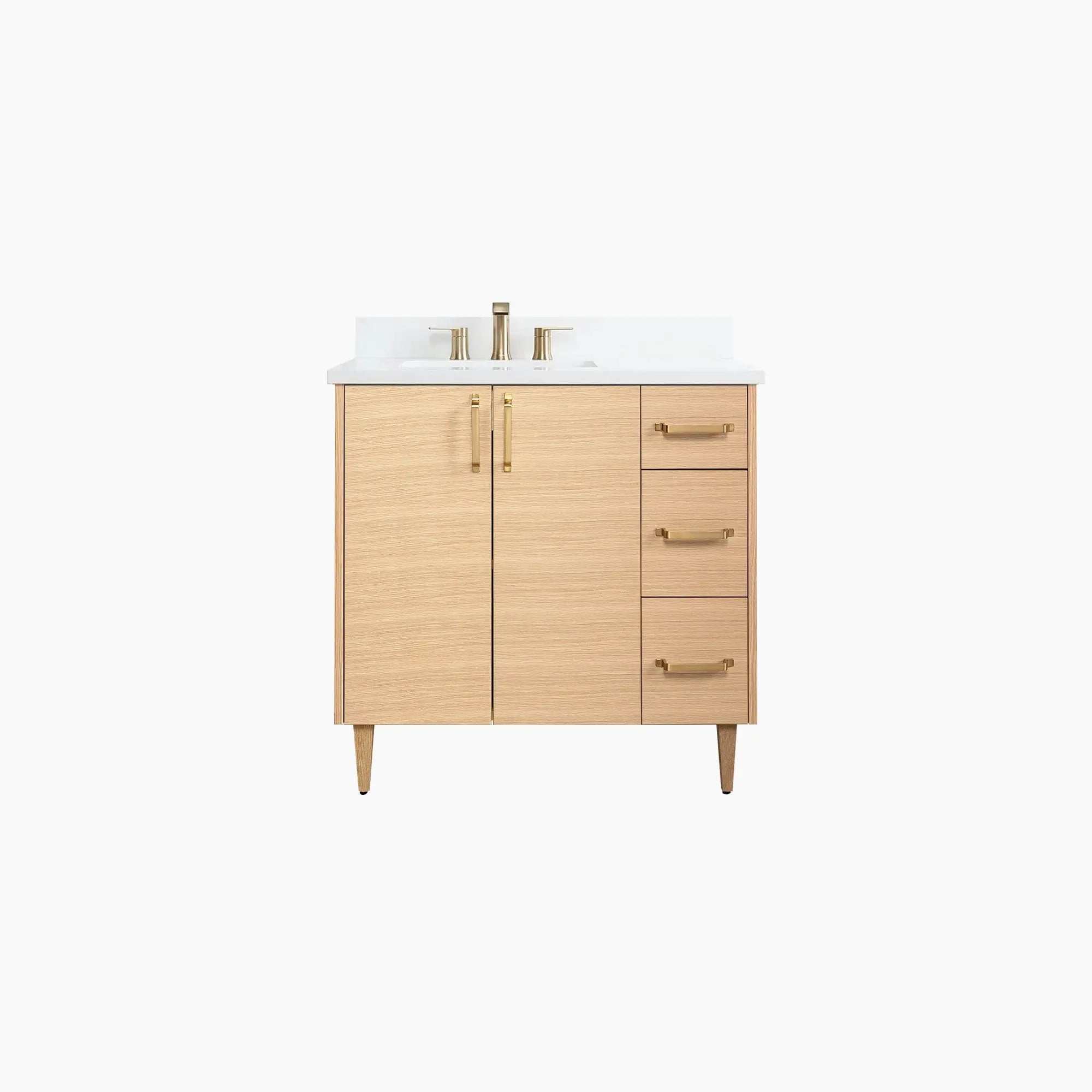 Ashbury SLIM 36" Natural White Oak Bathroom Vanity, Left Sink Teodor Bathroom Vanity Canada