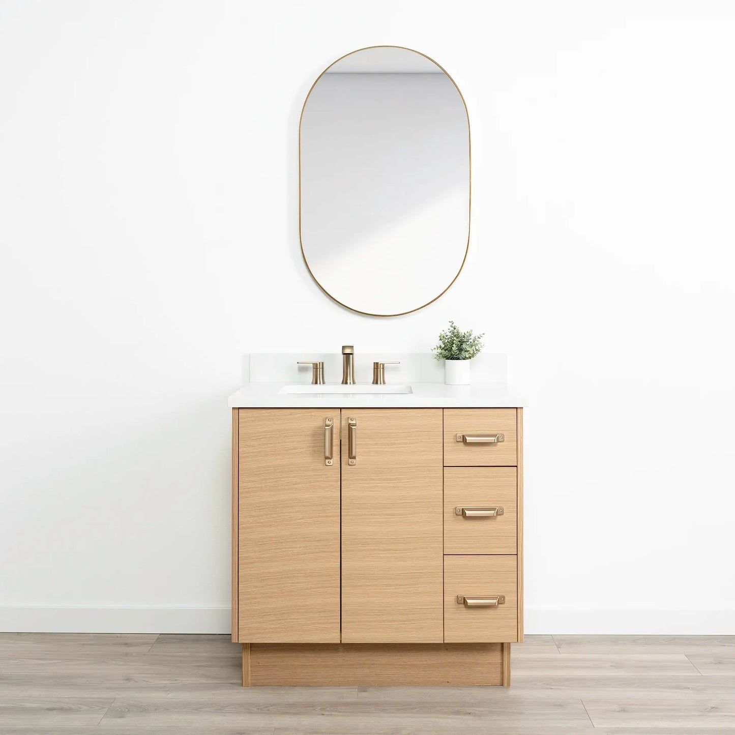 Ashbury SLIM 36" Natural White Oak Bathroom Vanity, Left Sink Teodor Bathroom Vanity Canada