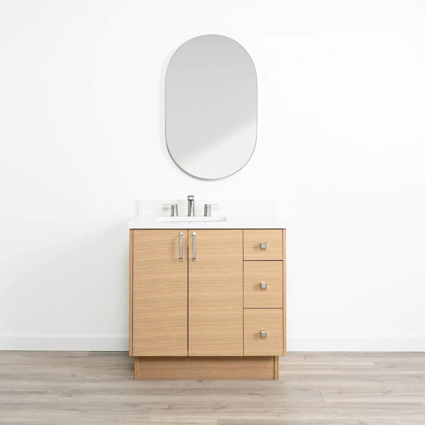 Ashbury SLIM 36" Natural White Oak Bathroom Vanity, Left Sink Teodor Bathroom Vanity Canada