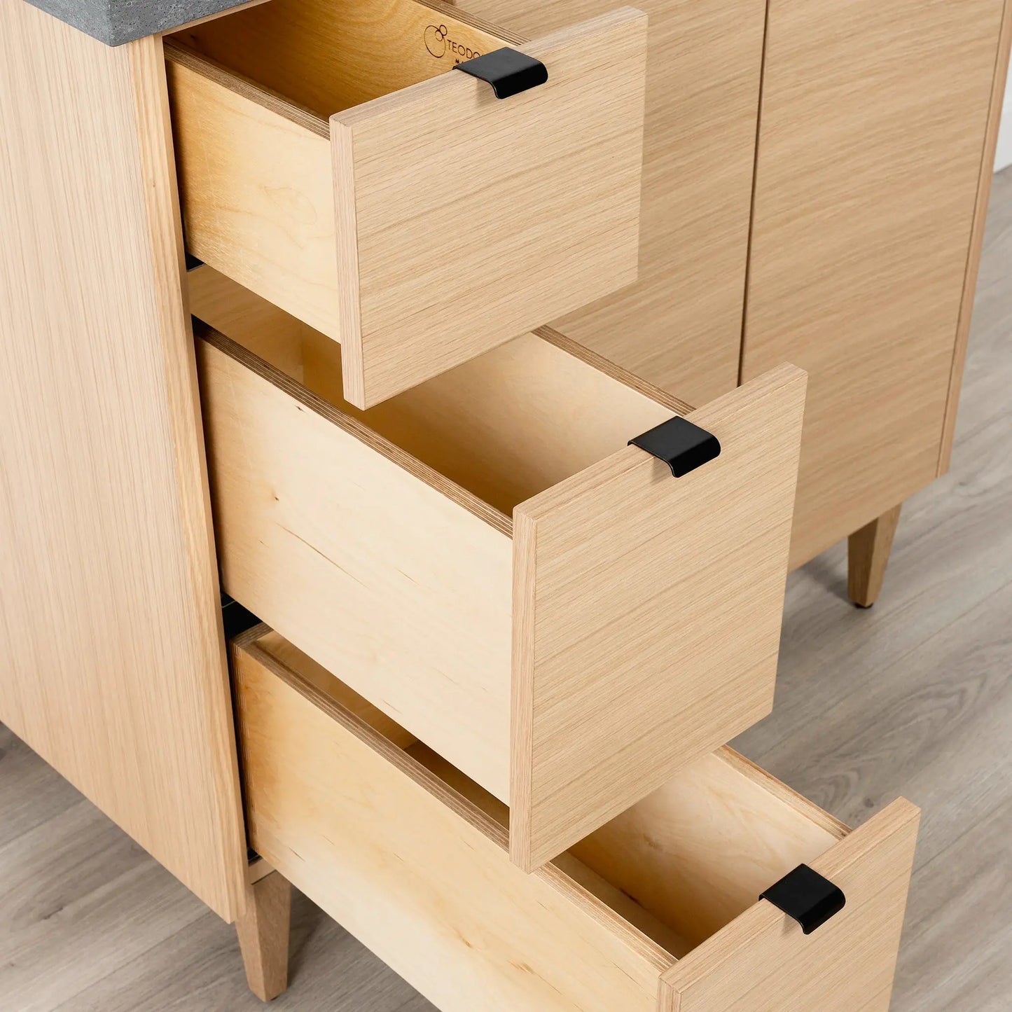 Ashbury SLIM 36" Natural White Oak Bathroom Vanity, Right Sink Teodor Bathroom Vanity Canada