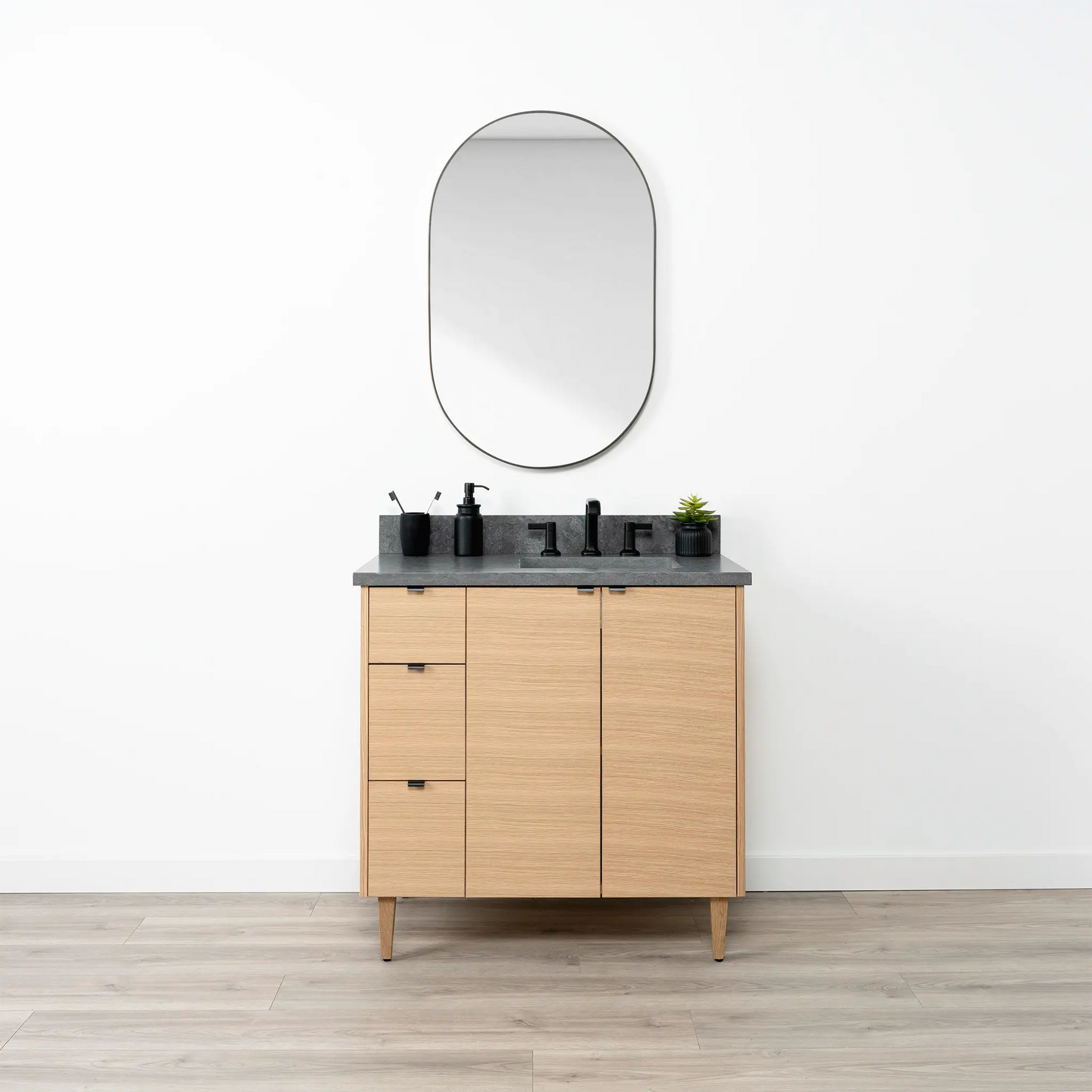 Ashbury SLIM 36" Natural White Oak Bathroom Vanity, Right Sink Teodor Bathroom Vanity Canada