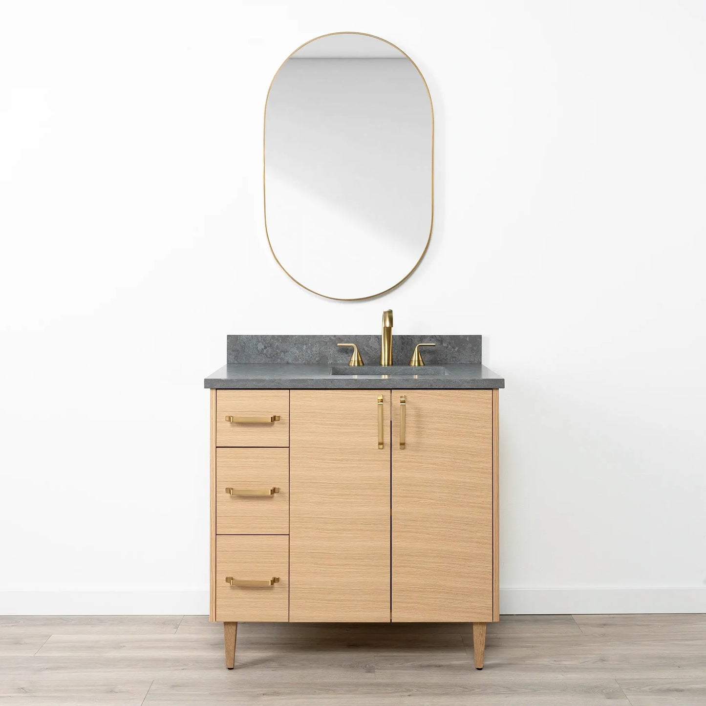 Ashbury SLIM 36" Natural White Oak Bathroom Vanity, Right Sink Teodor Bathroom Vanity Canada