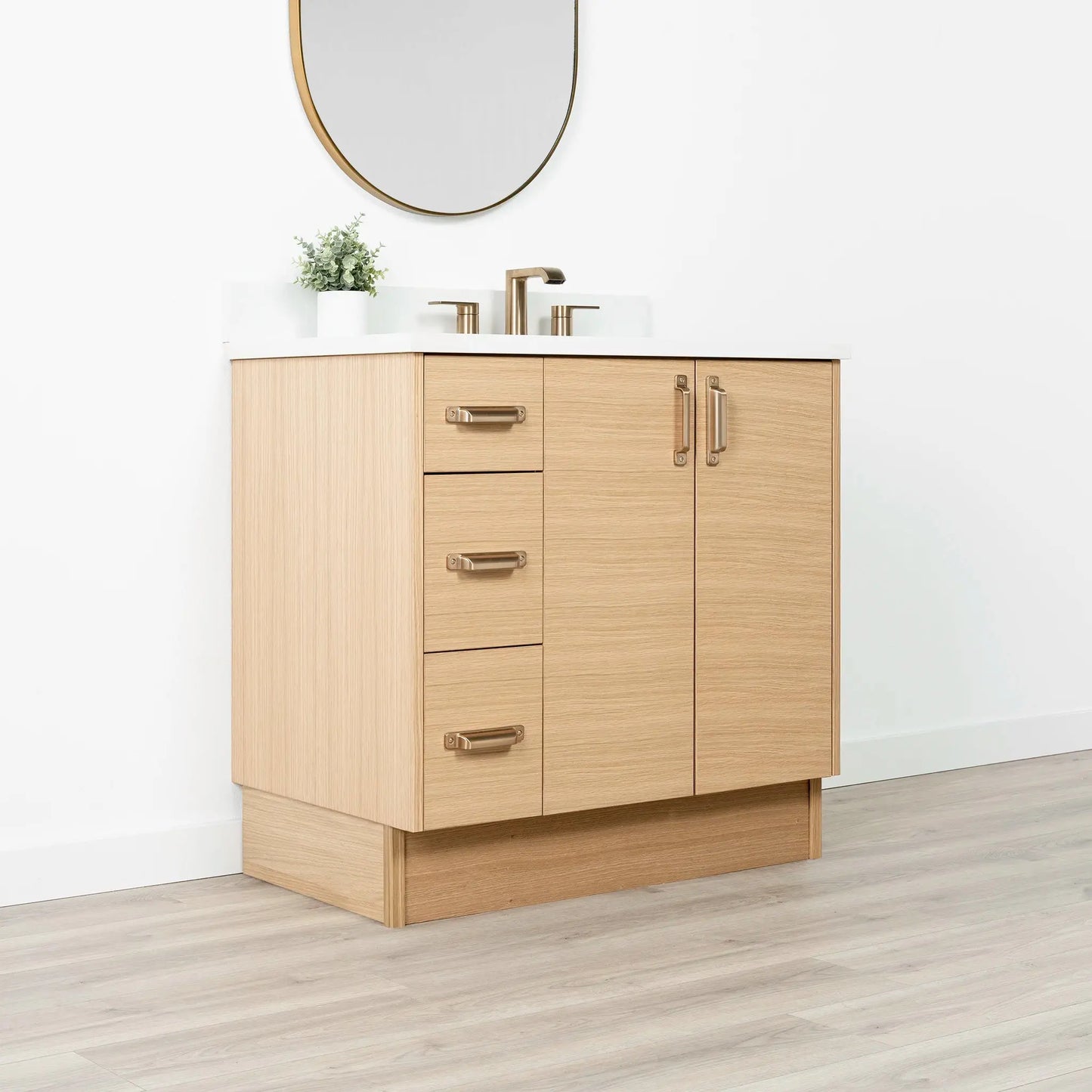 Ashbury SLIM 36" Natural White Oak Bathroom Vanity, Right Sink Teodor Bathroom Vanity Canada