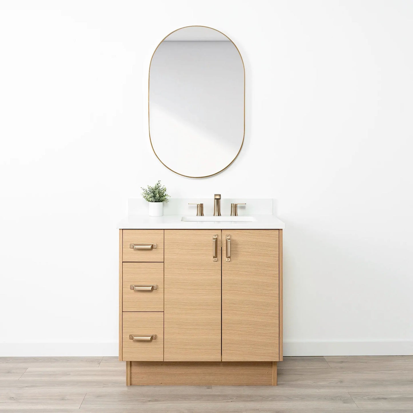 Ashbury SLIM 36" Natural White Oak Bathroom Vanity, Right Sink Teodor Bathroom Vanity Canada