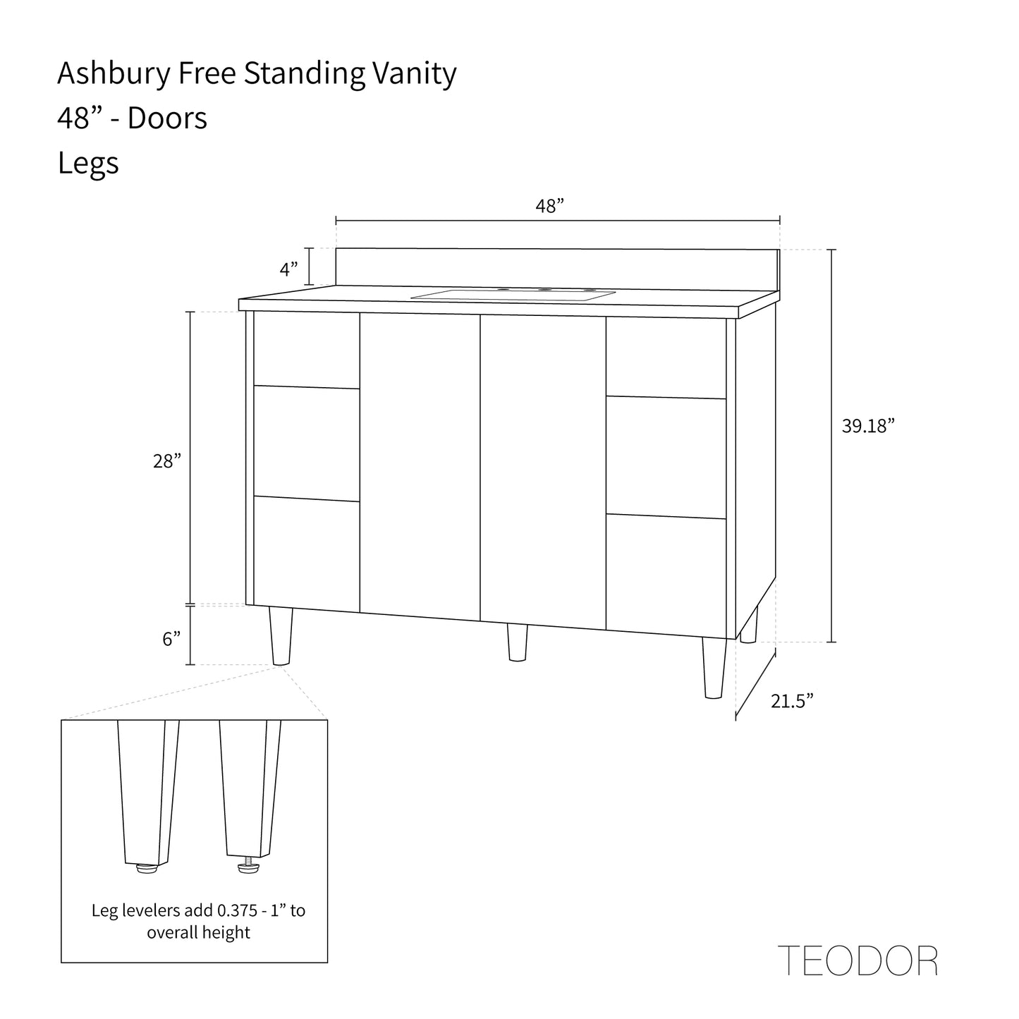 Ashbury SLIM 48" Natural White Oak Bathroom Vanity Teodor Bathroom Vanity Canada