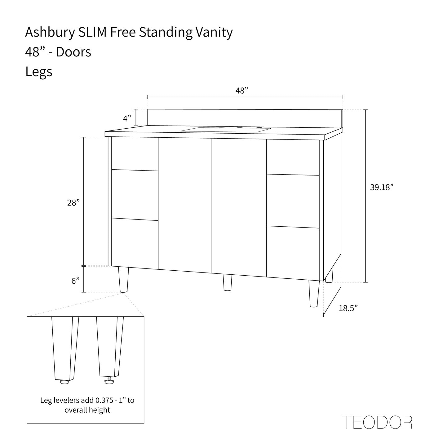 Ashbury SLIM 48" Natural White Oak Bathroom Vanity