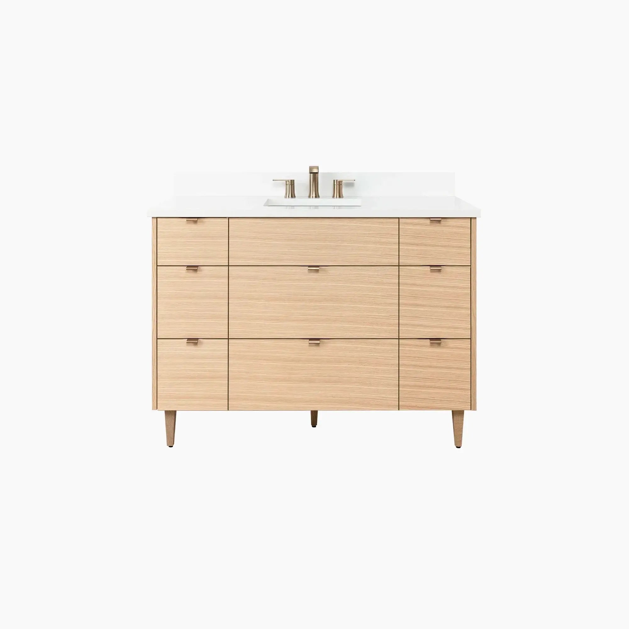 Ashbury SLIM 48" Natural White Oak Bathroom Vanity - All Drawers Teodor Bathroom Vanity Canada