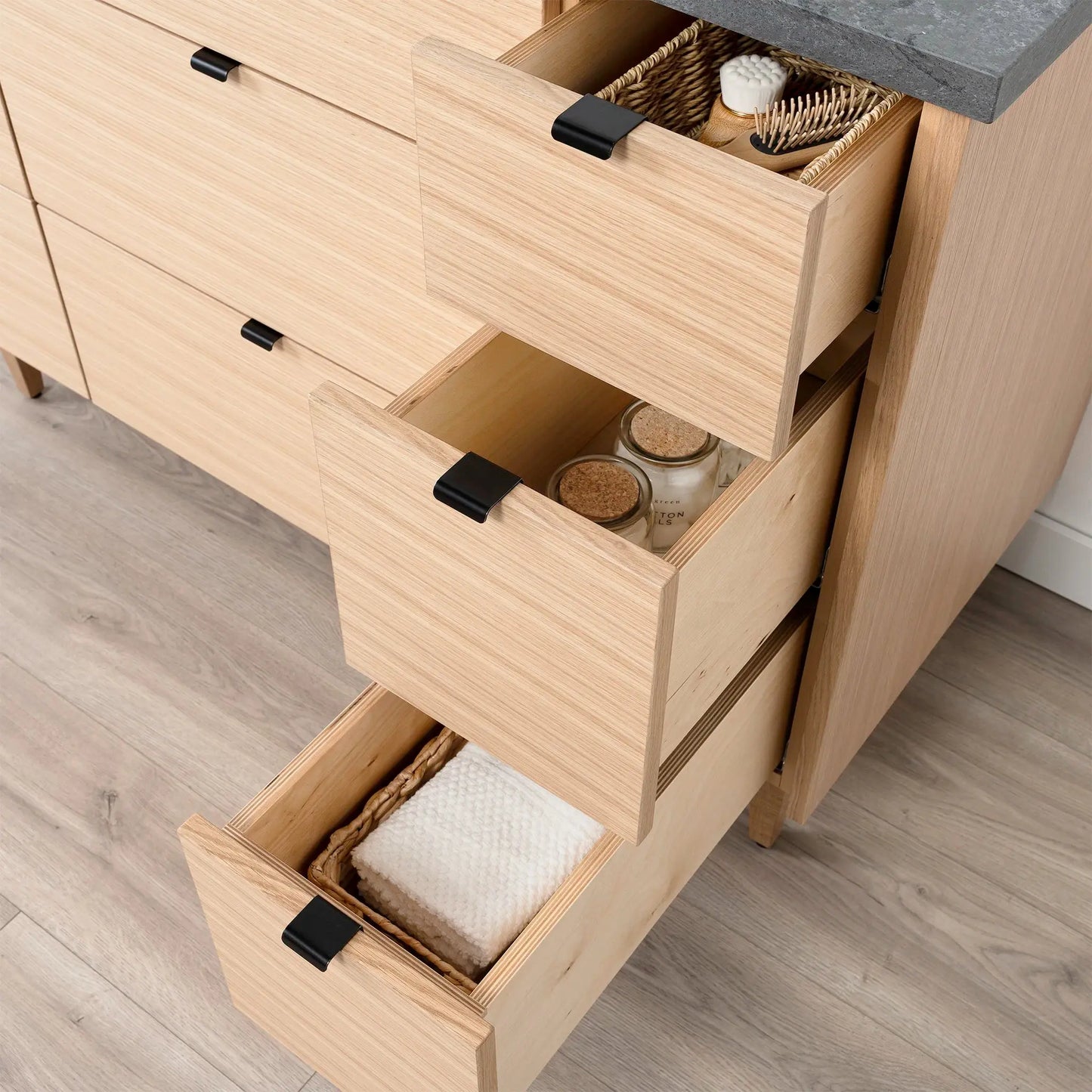 Ashbury SLIM 48" Natural White Oak Bathroom Vanity - All Drawers Teodor Bathroom Vanity Canada