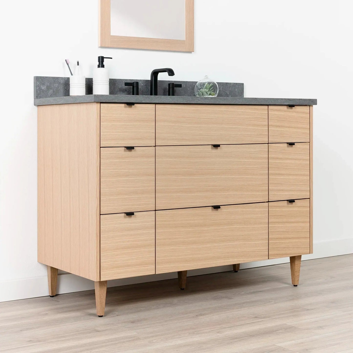 Ashbury SLIM 48" Natural White Oak Bathroom Vanity - All Drawers Teodor Bathroom Vanity Canada