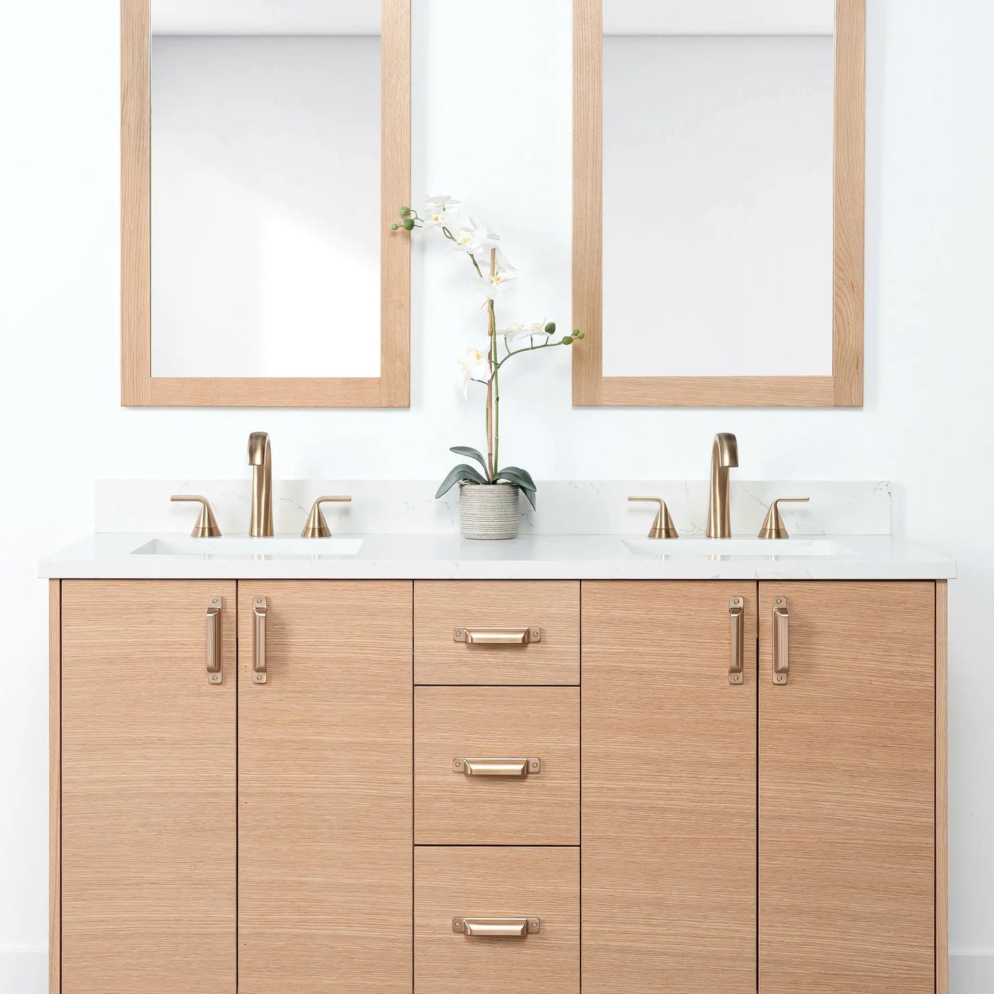 Ashbury SLIM 60" Natural White Oak Bathroom Vanity, Double Sink Teodor Bathroom Vanity Canada