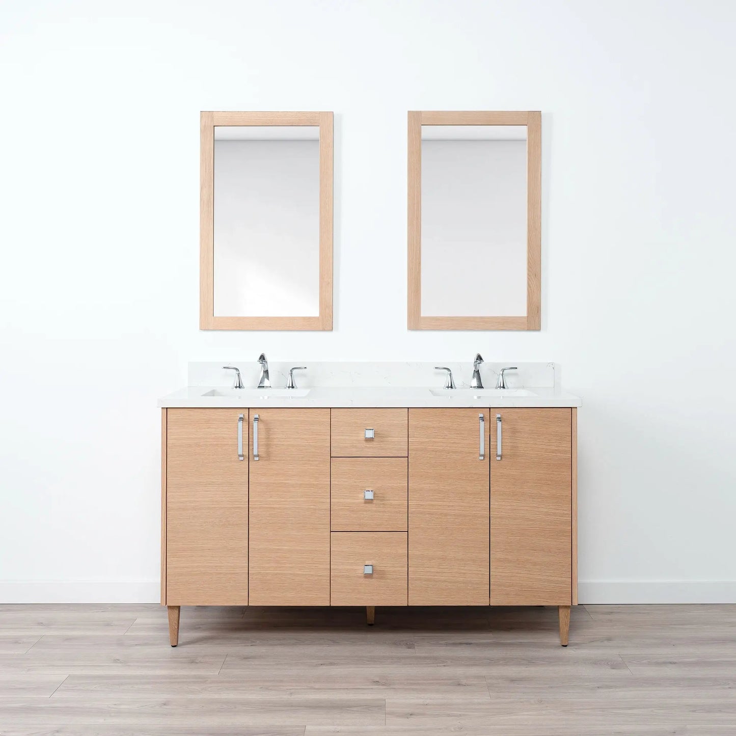 Ashbury SLIM 60" Natural White Oak Bathroom Vanity, Double Sink Teodor Bathroom Vanity Canada