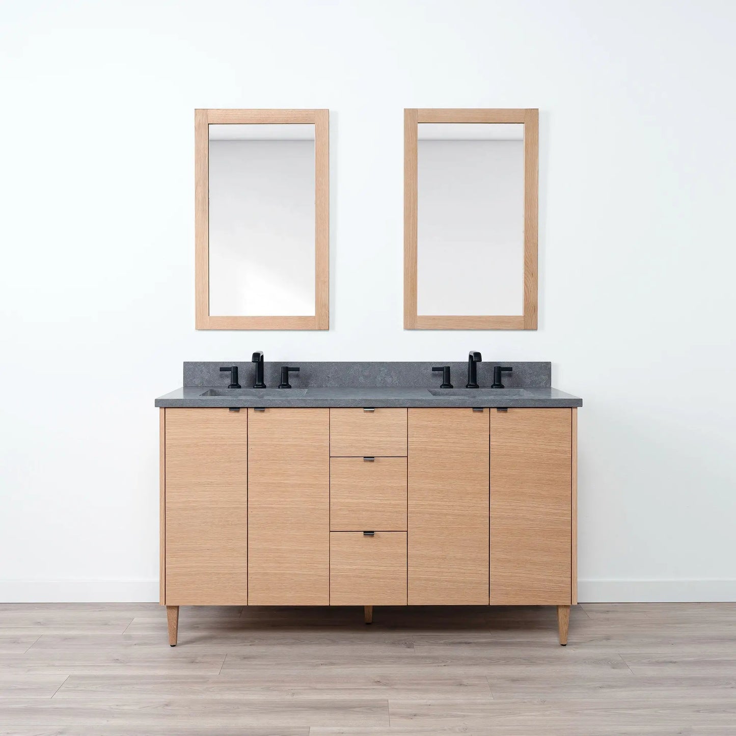 Ashbury SLIM 60" Natural White Oak Bathroom Vanity, Double Sink Teodor Bathroom Vanity Canada