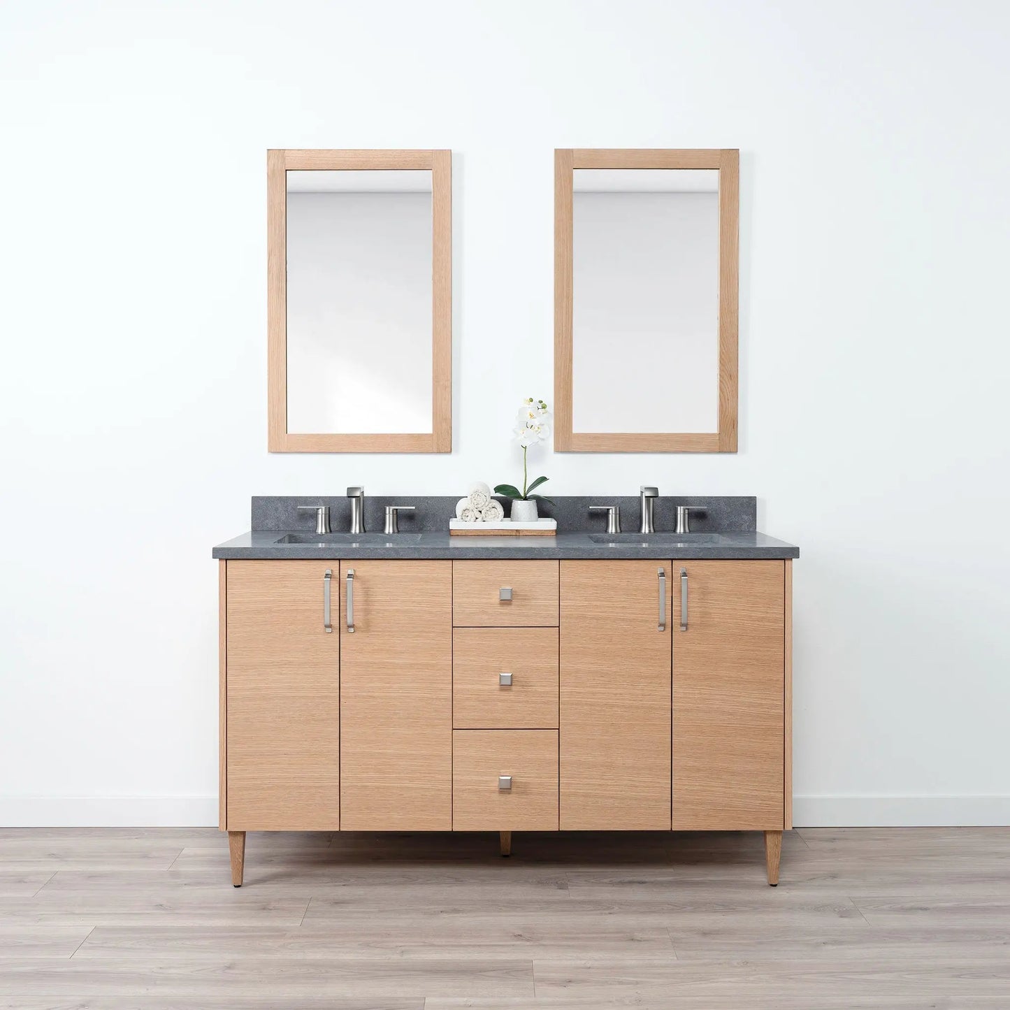 Ashbury SLIM 60" Natural White Oak Bathroom Vanity, Double Sink Teodor Bathroom Vanity Canada