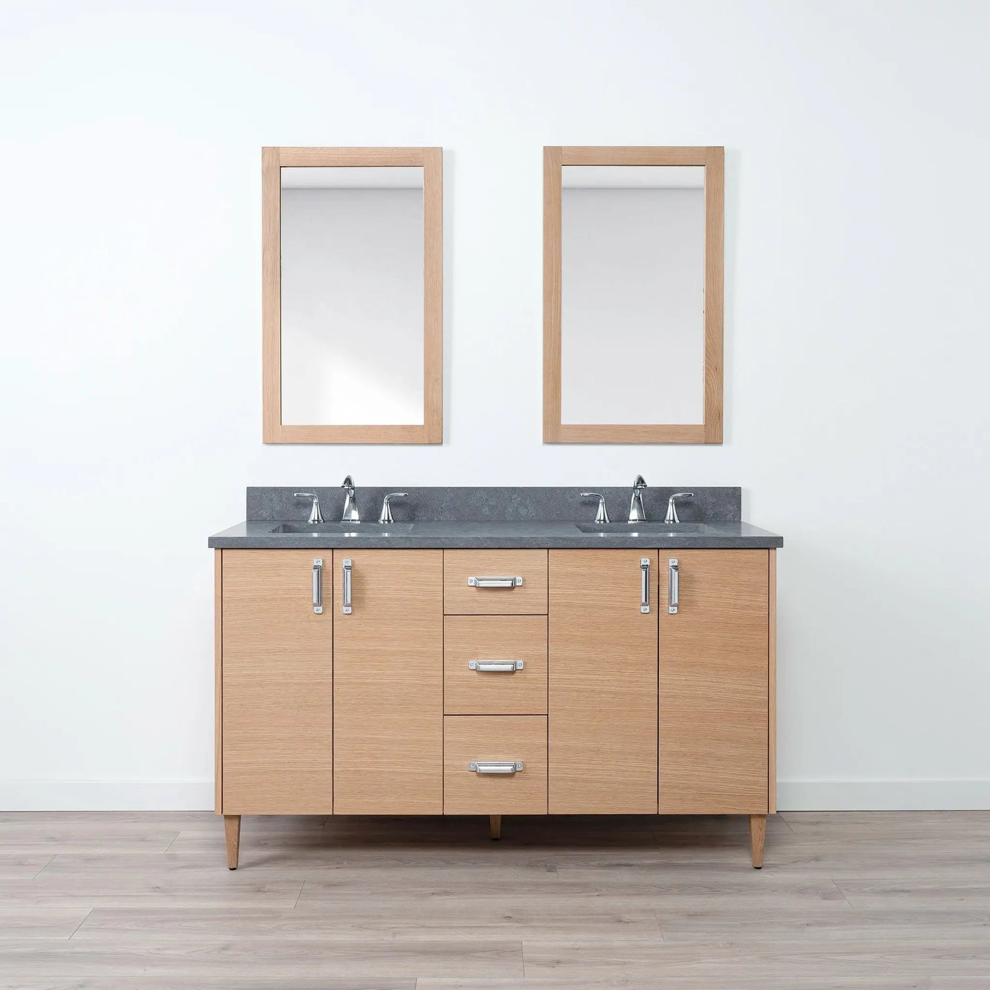 Ashbury SLIM 60" Natural White Oak Bathroom Vanity, Double Sink Teodor Bathroom Vanity Canada