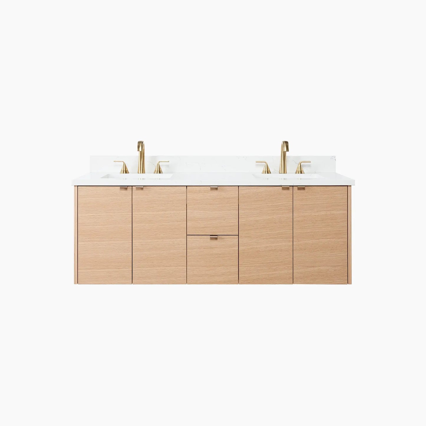 Ashbury SLIM 60" Wall Mount Natural White Oak Bathroom Vanity, Double Sink Teodor Bathroom Vanity Canada